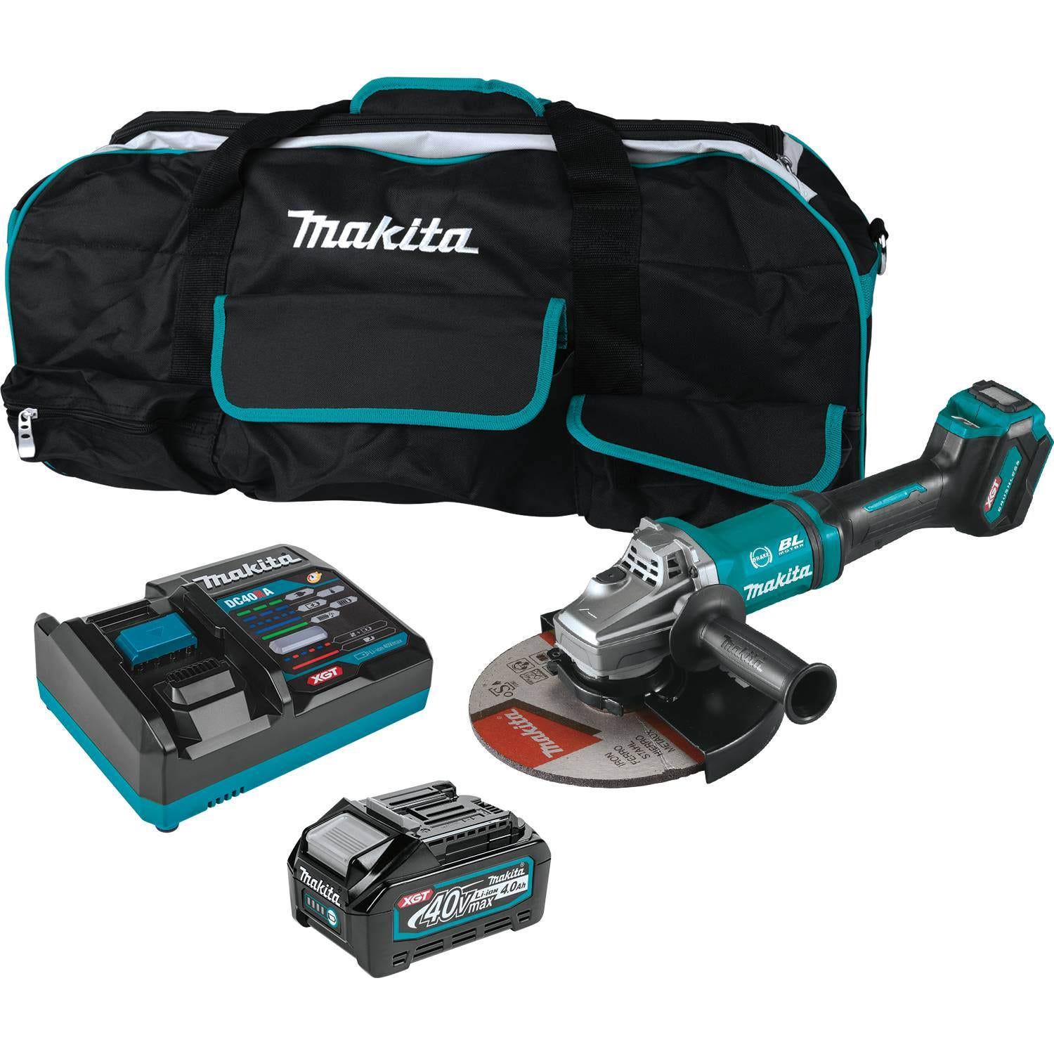Makita GAG10M1 40V max XGT Brushless Cordless 7" / 9" Paddle Switch Angle Grinder Kit, with Electric Brake, AWS Capable (4.0Ah)