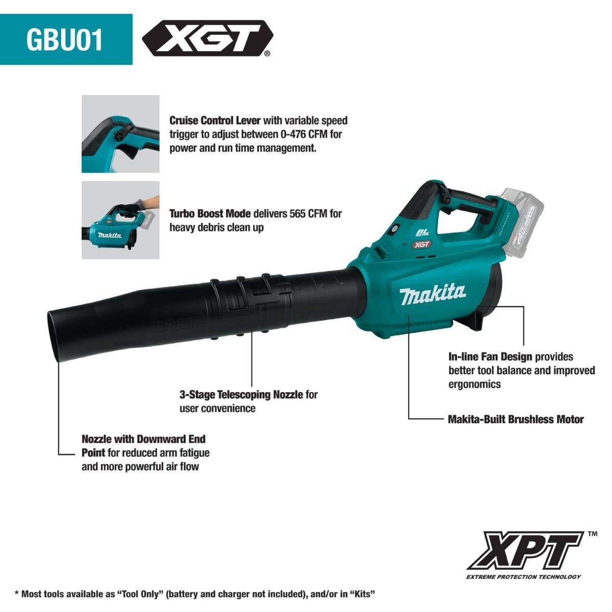 Makita GBU01Z 40V max XGT Brushless Cordless Blower, Tool Only