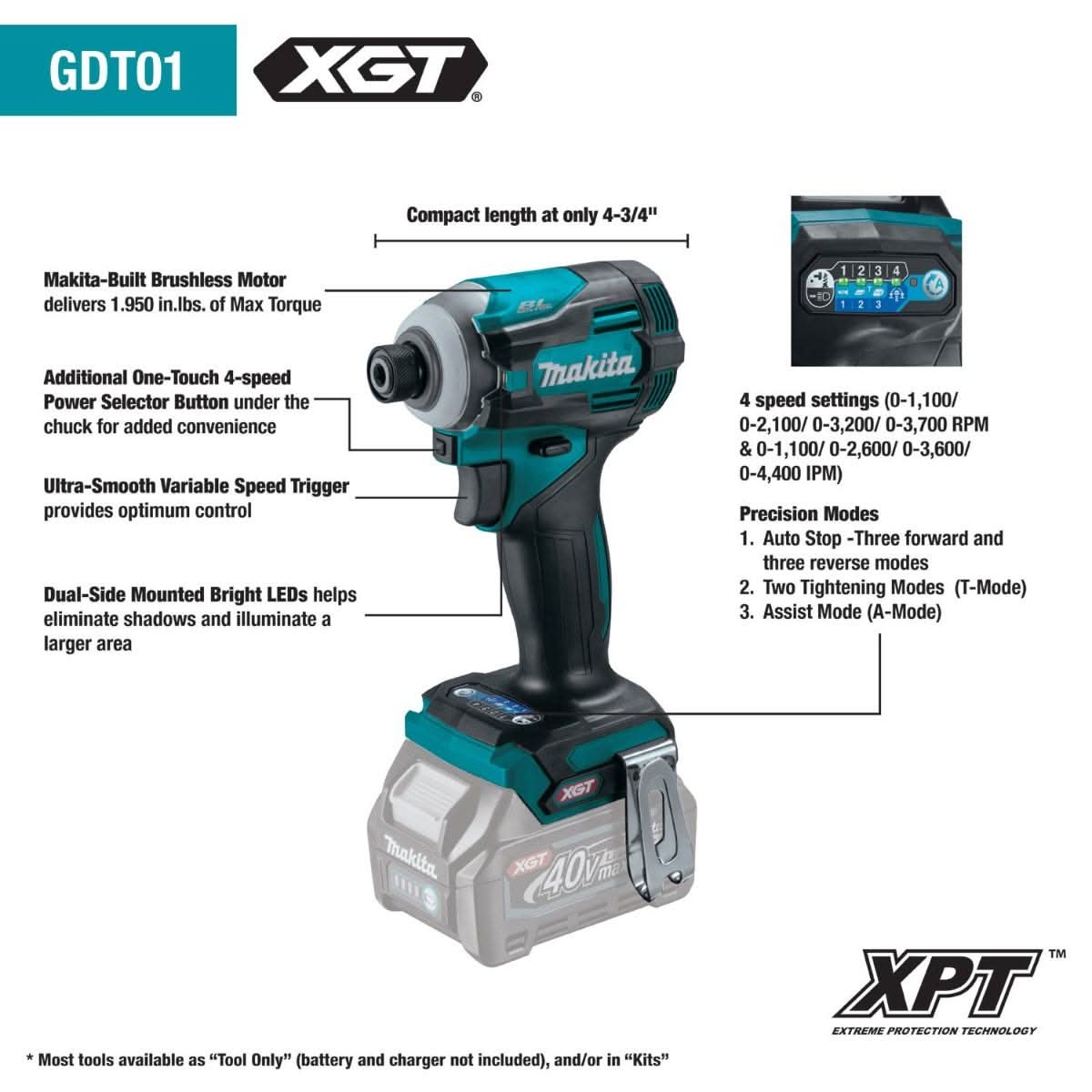 Makita GT501M 40V max XGT Brushless Cordless 5-Pc. Combo Kit (4.0Ah)