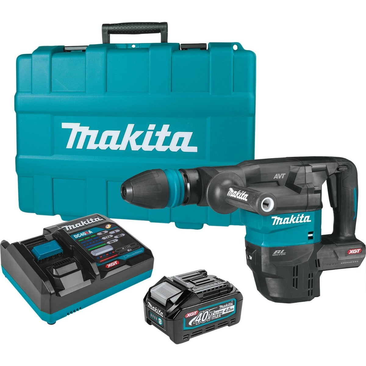 Makita GMH01M1 40V max XGT Brushless Cordless 15 lb. SDS-MAX AVT Demolition Hammer Kit, AWS Capable (4.0Ah)