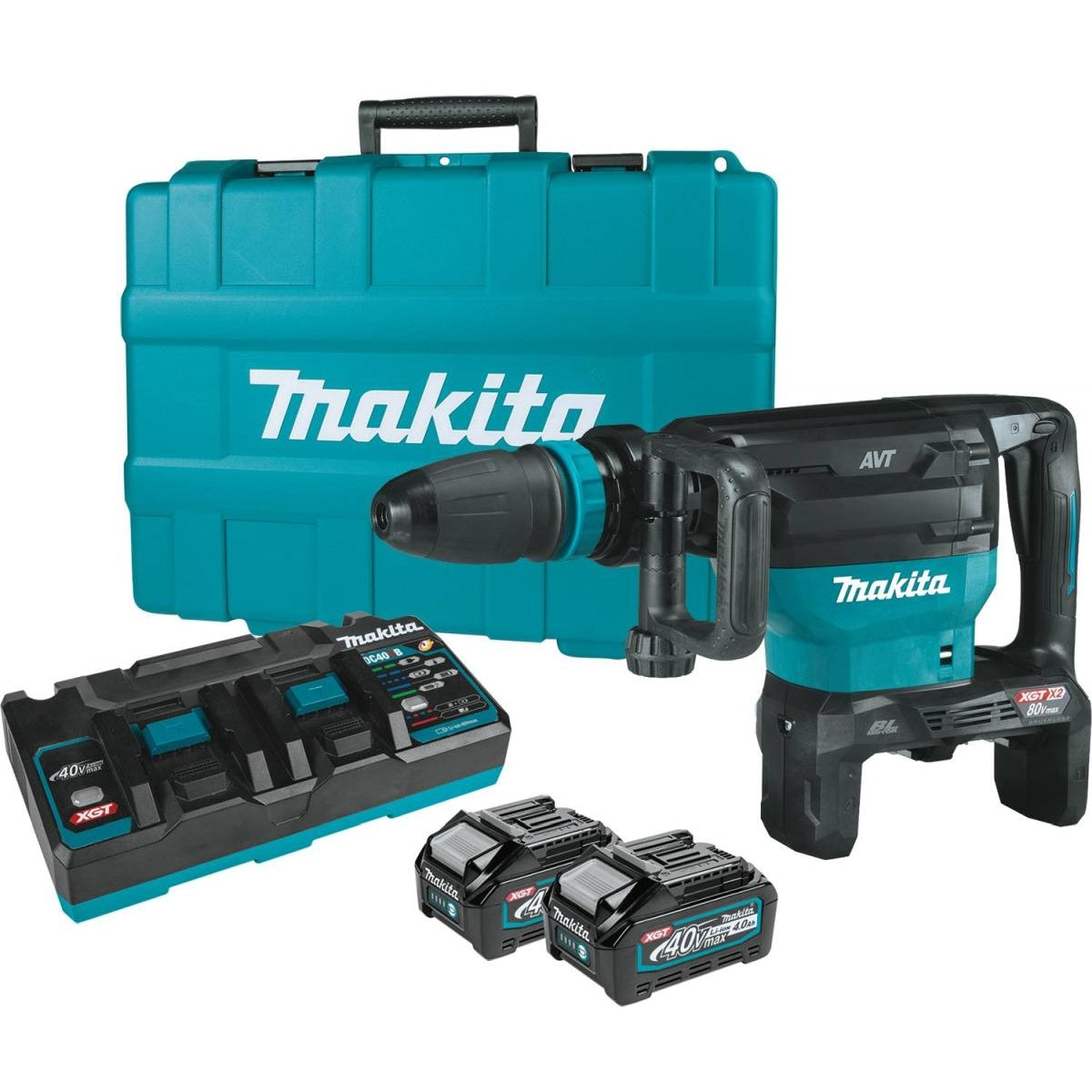 Makita GMH02PM 80V max (40V max X2) XGT Brushless 28 lb. 
SDS-MAX AVT Demolition Hammer Kit, AWS Capable (4.0Ah)