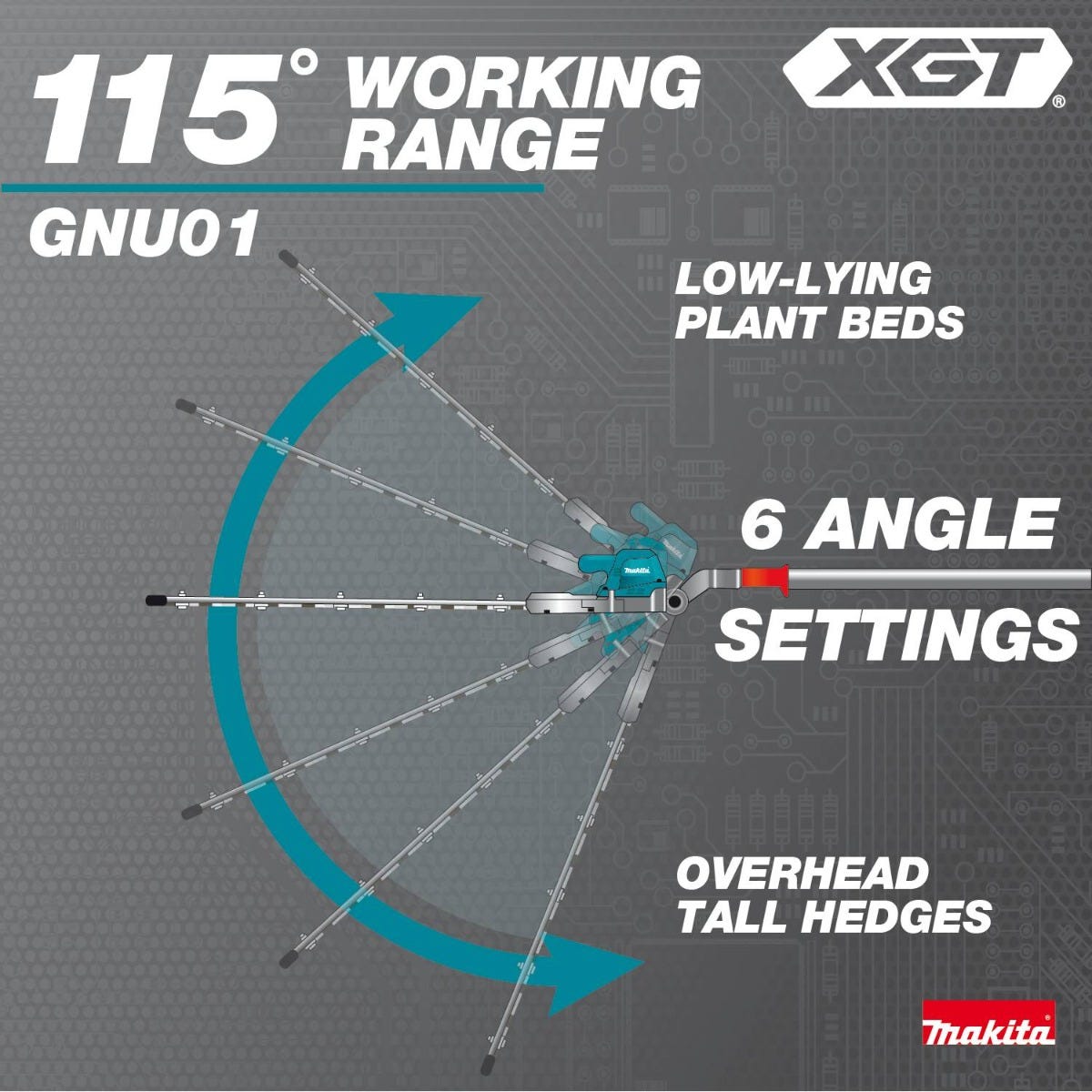Makita GNU01Z 40V max XGT Brushless Cordless 24" Articulating Pole Hedge Trimmer, Tool Only