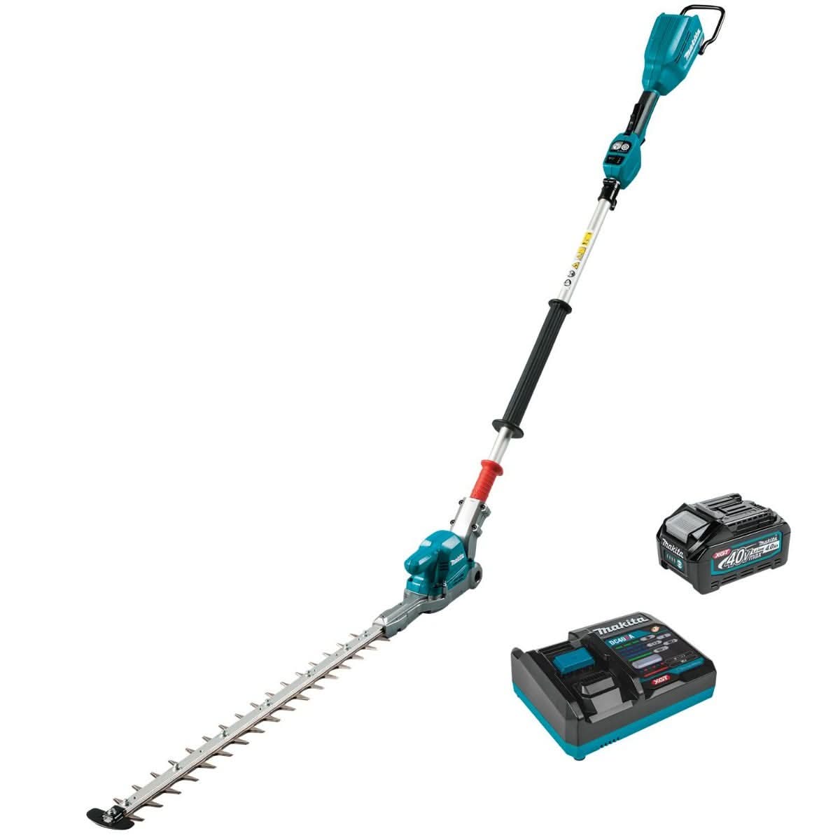 Makita 40V max XGT Brushless 24" Articulating Pole Hedge Trimmer Kit (4.0Ah) with 4-Speed Compact Stick Vacuum