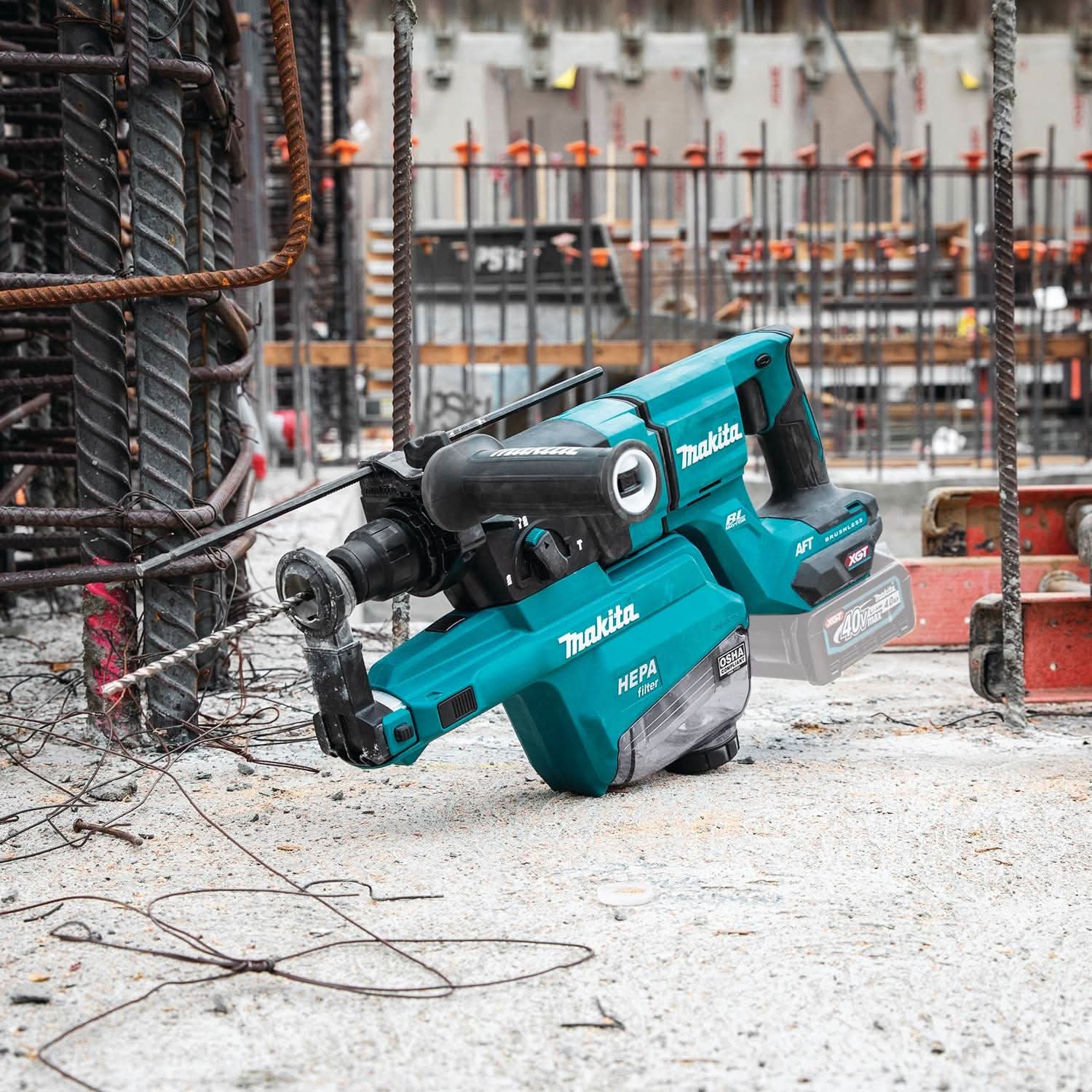 Makita GRH07ZW 40V max XGT Brushless 1-1/8" SDS-PLUS AVT Rotary Hammer (D-Handle) w/ Dust Extractor, AFT, AWS Capable, Tool Only