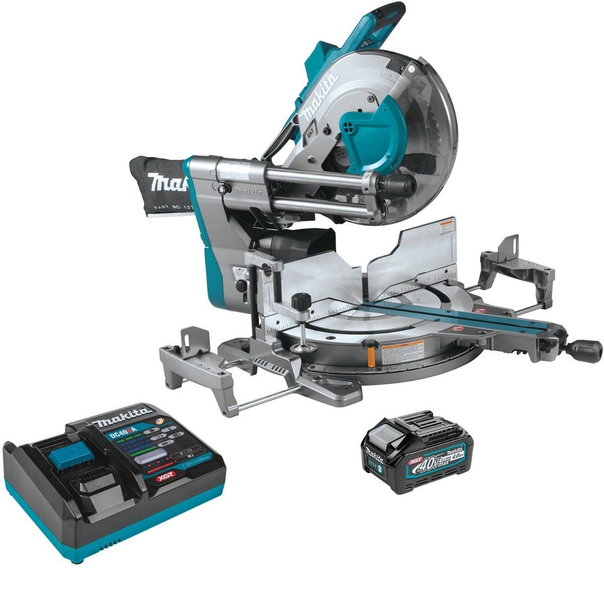 Makita 40V max XGT Brushless 12" Dual-Bevel Sliding Compound Miter Saw AWS Kit (4.0Ah) w/ Folding Stand