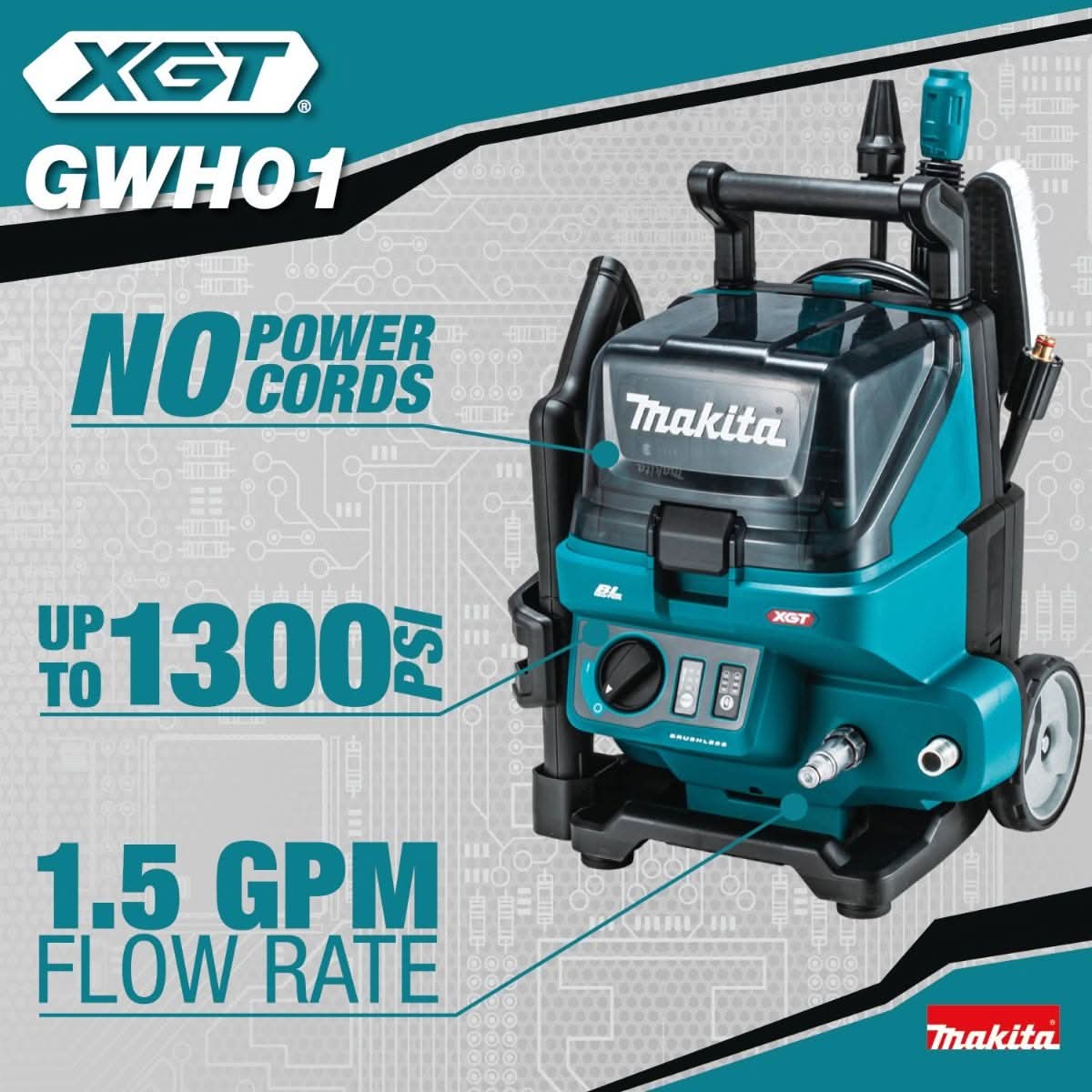Makita GWH01Z 40V max XGT Brushless Cordless 1300 PSI 1.5 GPM