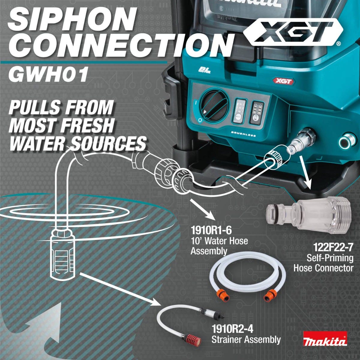 Makita GWH01Z 40V max XGT Brushless Cordless 1300 PSI 1.5 GPM Pressure Washer, Tool Only