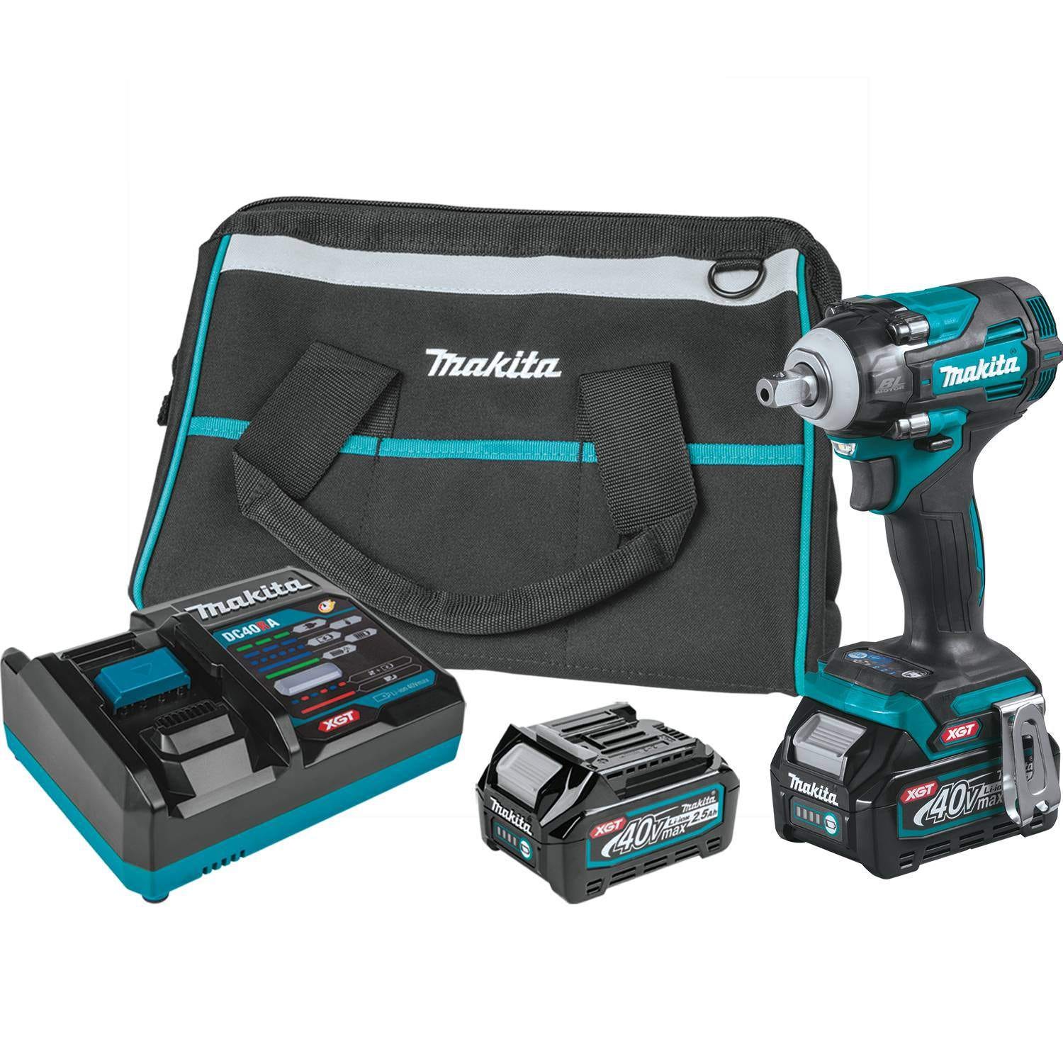 Makita GWT05D 40V max XGT Brushless Cordless 4-Speed 1/2" Sq. Drive Impact Wrench Kit w/ Detent Anvil (2.5Ah)