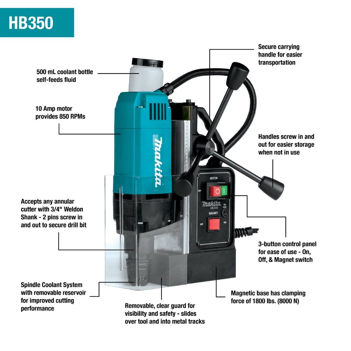 Makita HB350 1-3/8-in Magnetic Drill