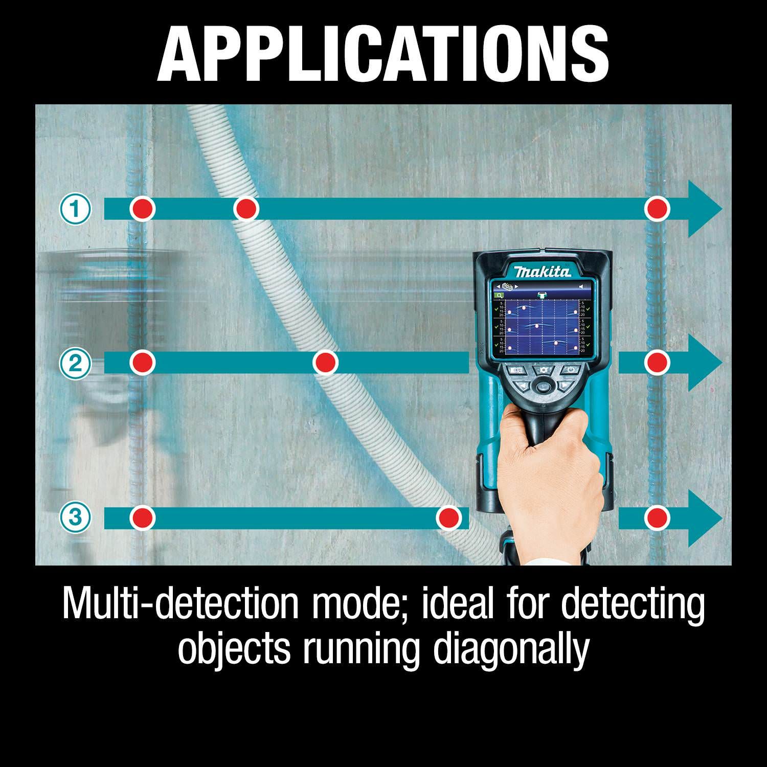 Makita DWD181R1J 18V LXT Lithium"‘Ion Cordless Multi-Surface Scanner Kit (2.0Ah), with Interlocking Storage Case