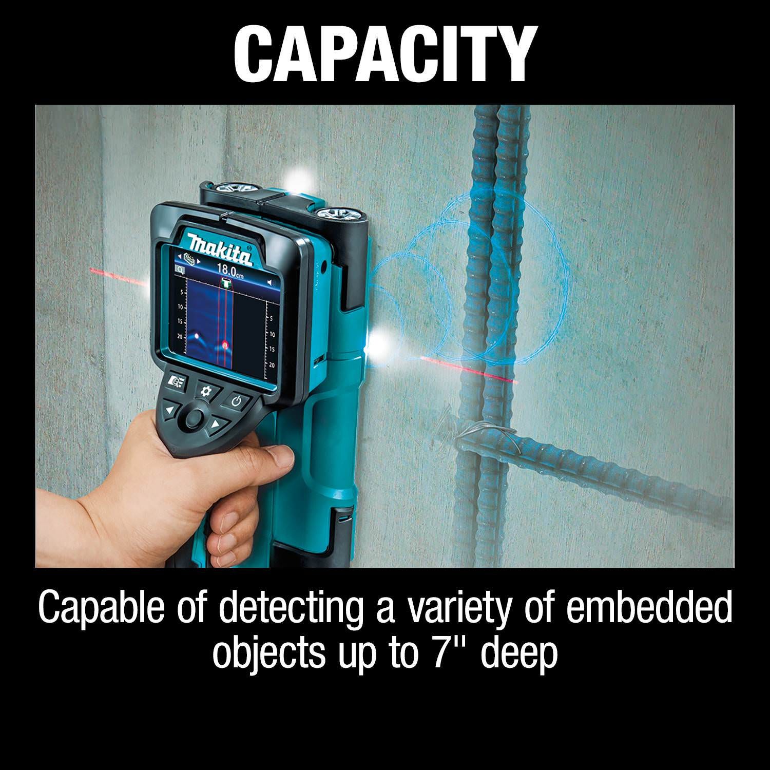 Makita DWD181R1J 18V LXT Lithium"‘Ion Cordless Multi-Surface Scanner Kit (2.0Ah), with Interlocking Storage Case