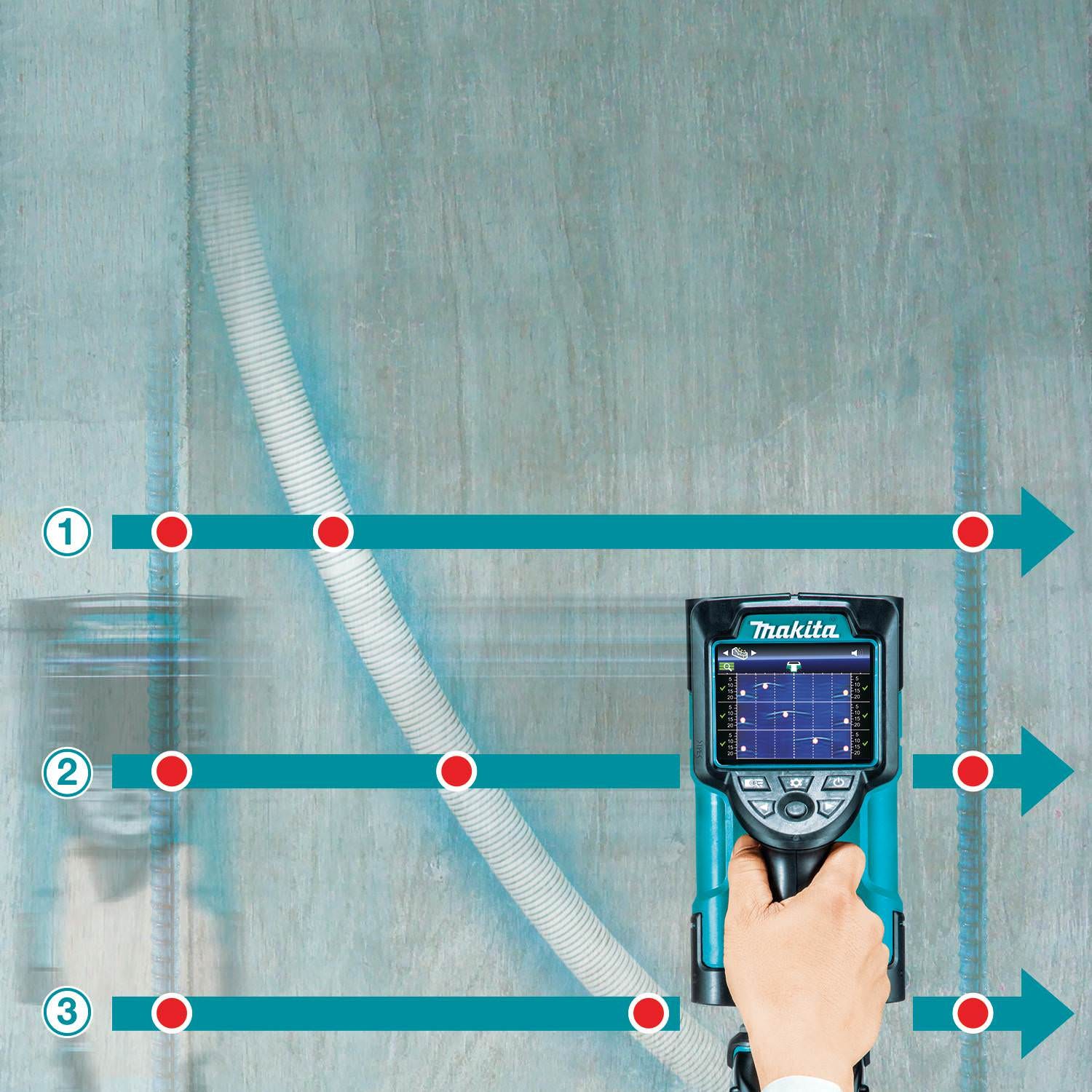 Makita DWD181R1J 18V LXT Lithium"‘Ion Cordless Multi-Surface Scanner Kit (2.0Ah), with Interlocking Storage Case