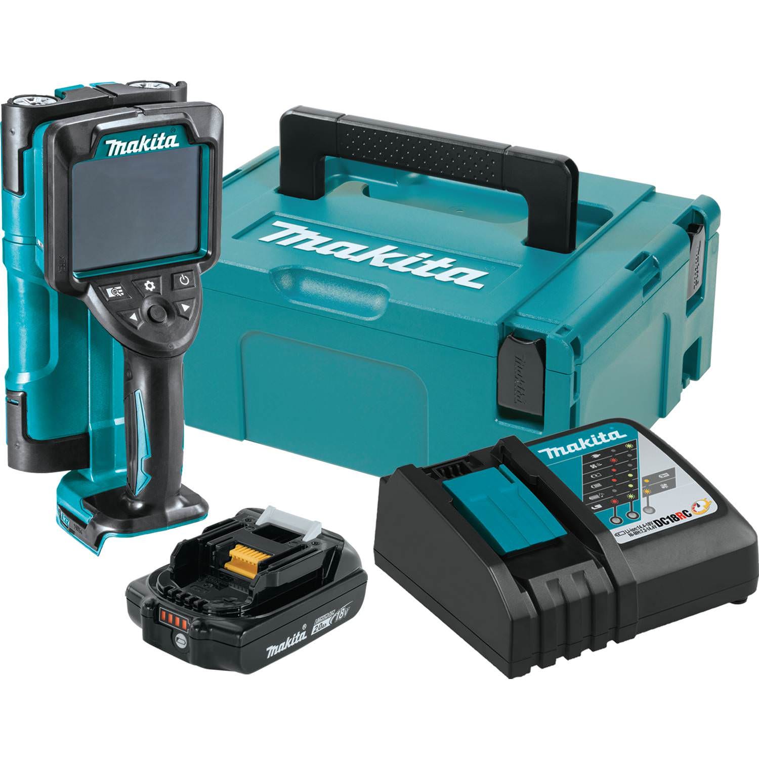Makita DWD181R1J 18V LXT Lithium"‘Ion Cordless Multi-Surface Scanner Kit (2.0Ah), with Interlocking Storage Case