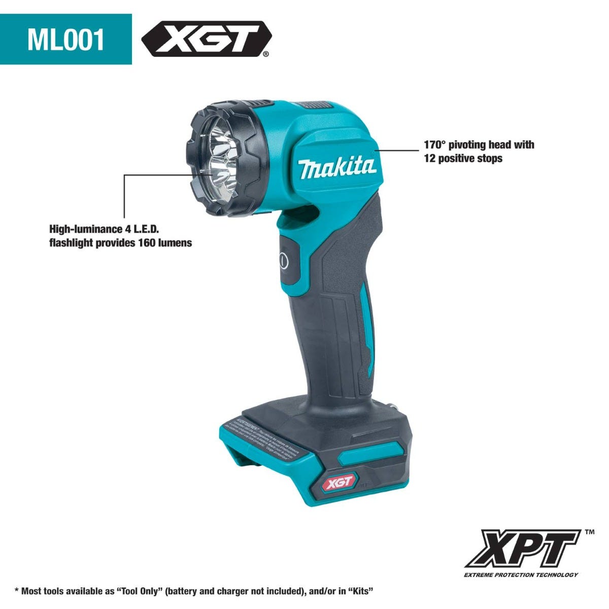 Makita ML001G 40V max XGT Cordless LED Flashlight, Flashlight Only