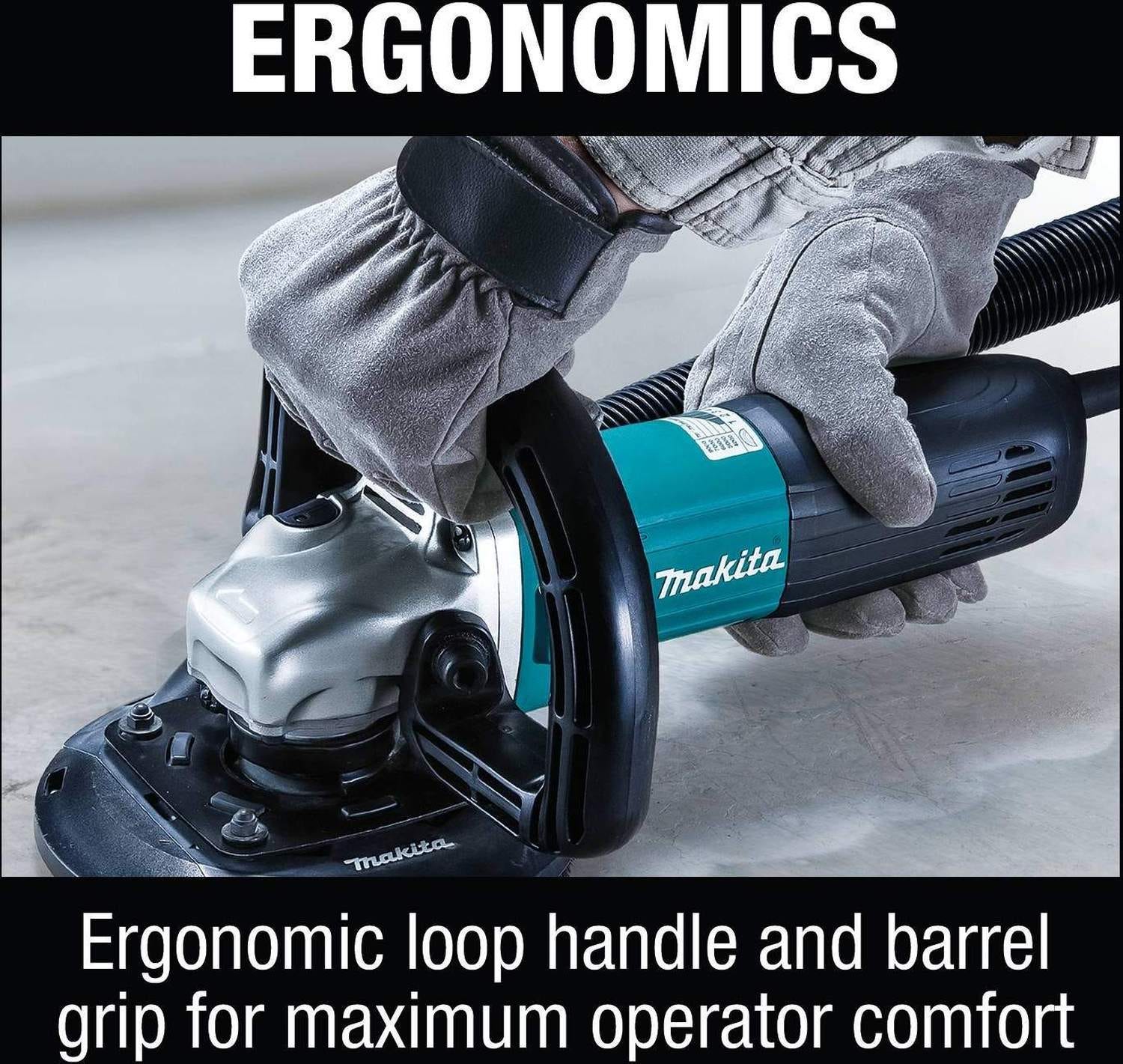 Makita PC5010CX1 5" SJSII Compact Concrete Planer with Dust Extraction Shroud and Diamond Cup Wheel