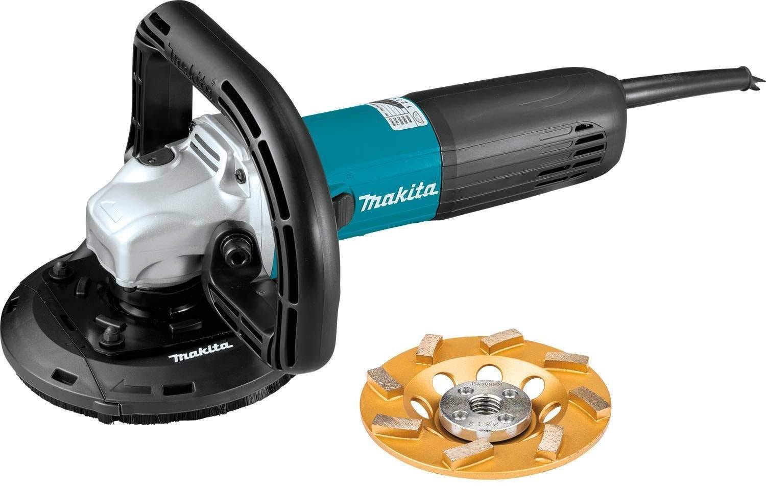 Makita PC5010CX1 5" SJSII Compact Concrete Planer with Dust Extraction Shroud and Diamond Cup Wheel