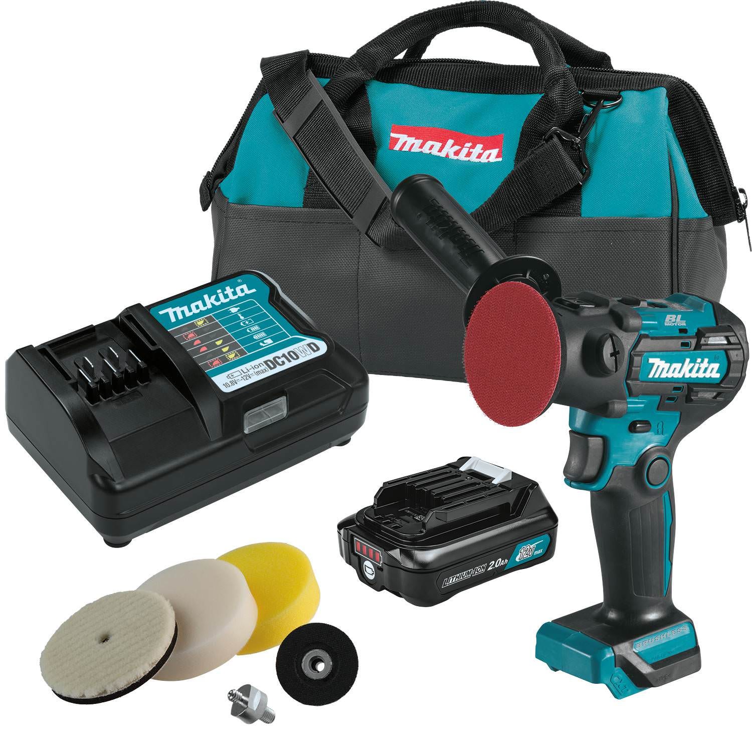 Makita VP01R1 12V max CXT Lithium"‘Ion Brushless 3" Polisher / 2" Sander Kit (2.0Ah)