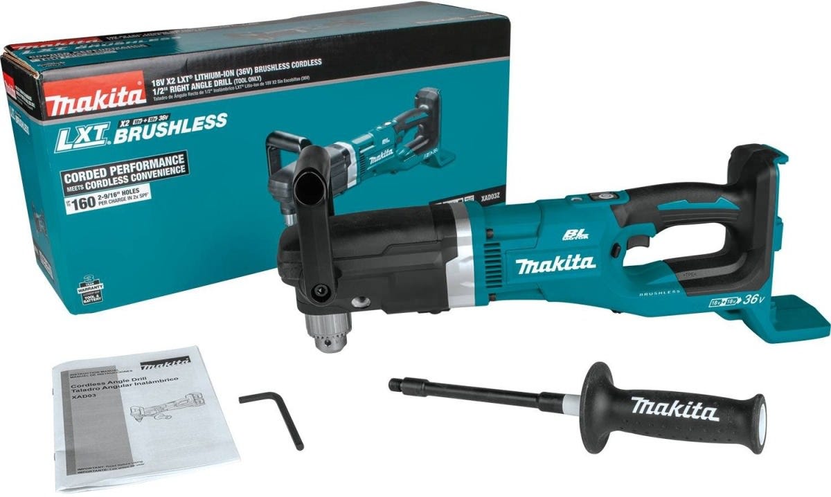 Makita XAD03Z 36V (18V X2) LXT Brushless 1/2" Right Angle Drill, Tool Only