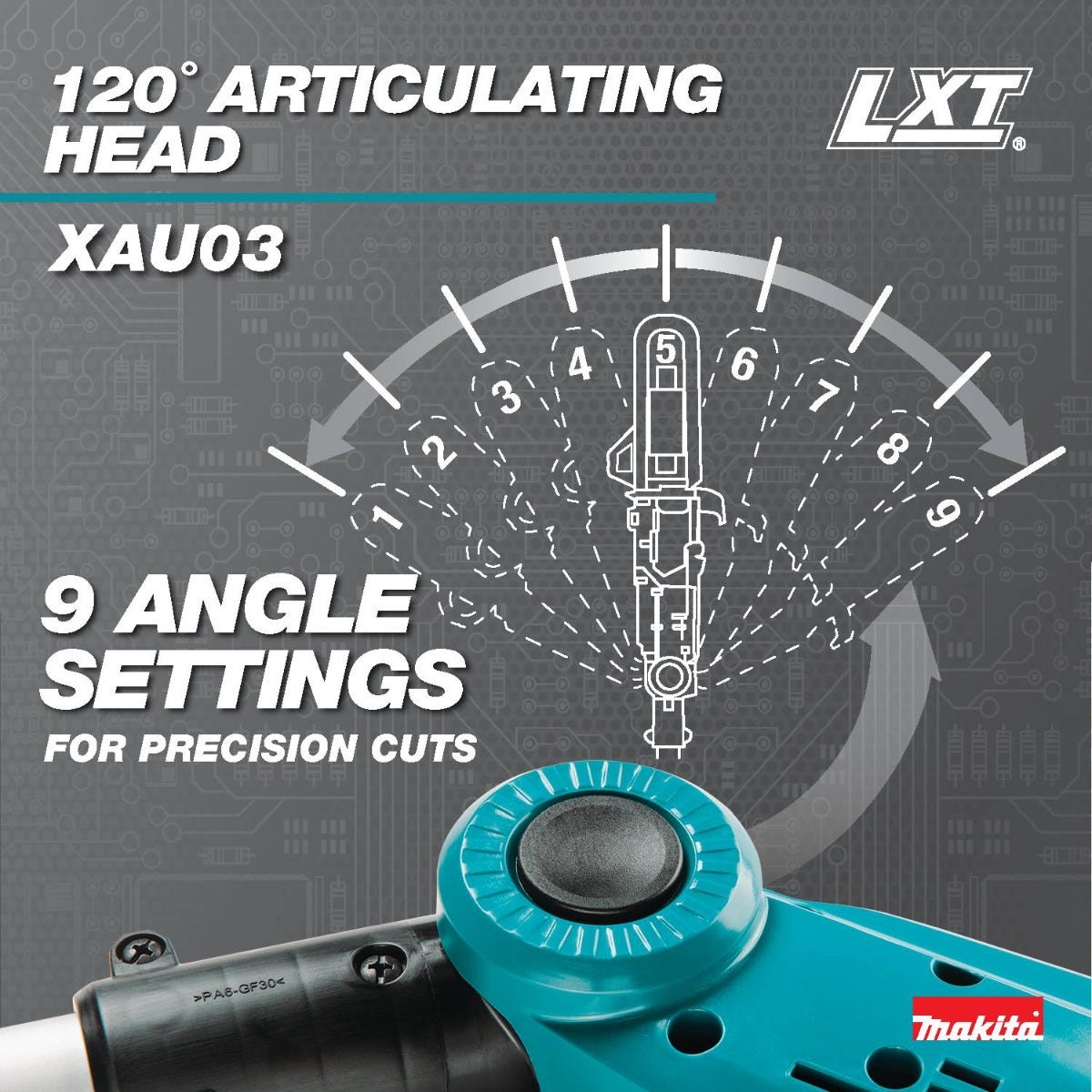 Makita XAU03Z 18V LXT Lithium-Ion Brushless Cordless 8" Extendable Articulating Pole Saw, Tool Only