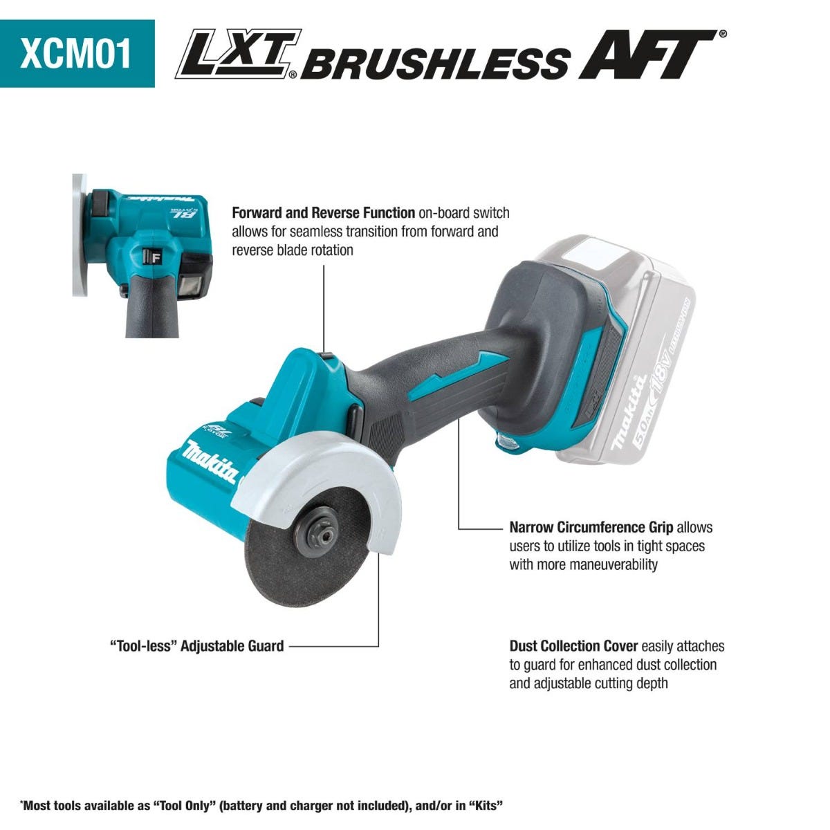 Makita XCM01Z 18V LXT Lithium-Ion Brushless Cordless 3" Cut-Off Tool, Tool Only