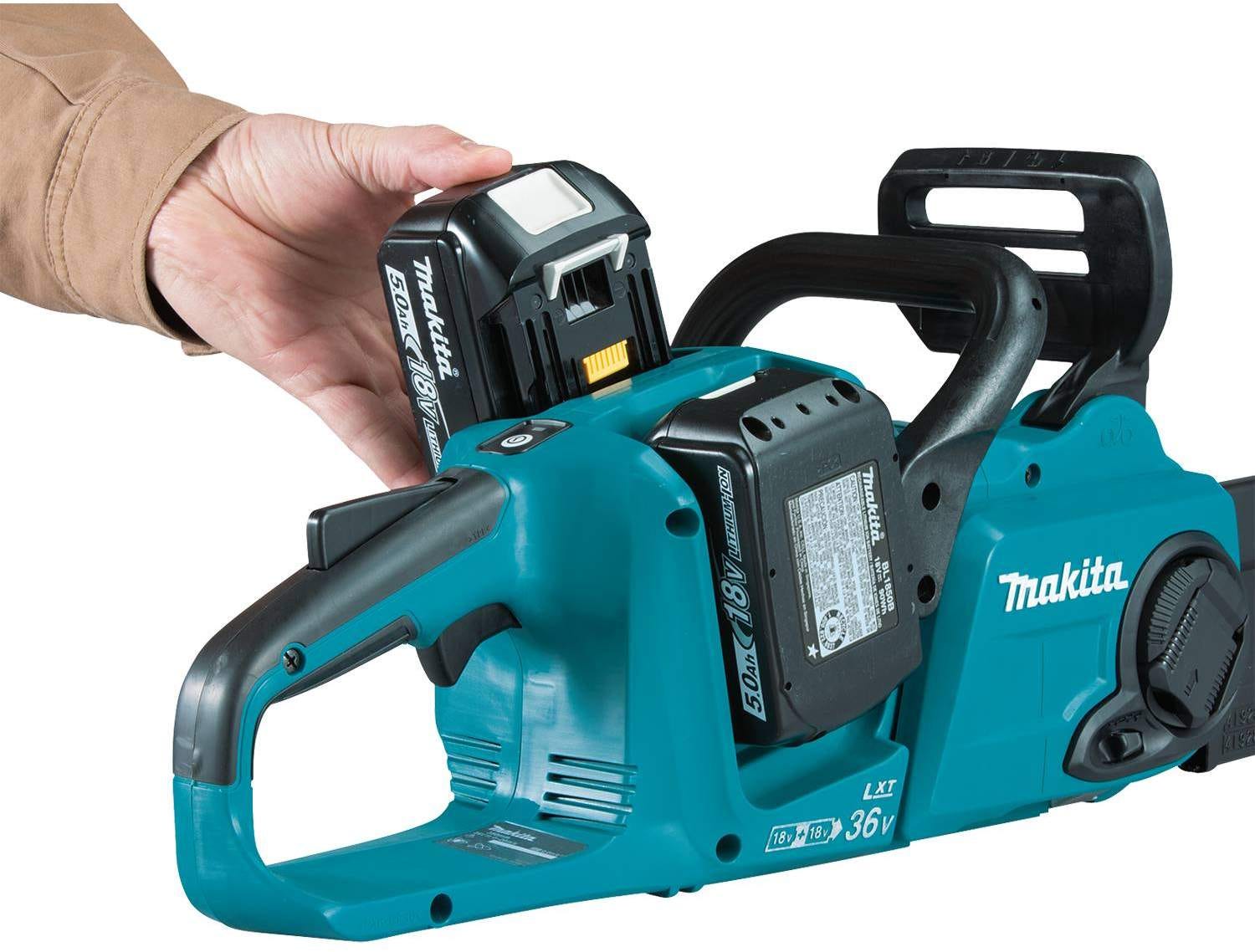 Makita XCU04PT1 18V X2 (36V) LXT Brushless Cordless 16" Chain Saw 5.0Ah Kit w/ 4 Batteries