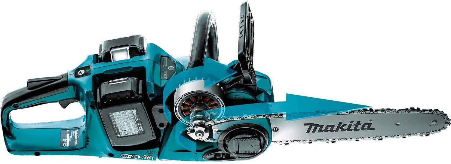 Makita XCU04PT1 18V X2 (36V) LXT Brushless Cordless 16" Chain Saw 5.0Ah Kit w/ 4 Batteries