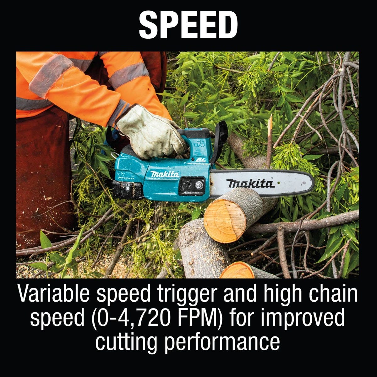 Makita XCU06SM1 18V LXT Lithium-Ion Brushless Cordless 10" Top Handle Chain Saw Kit (4.0Ah)