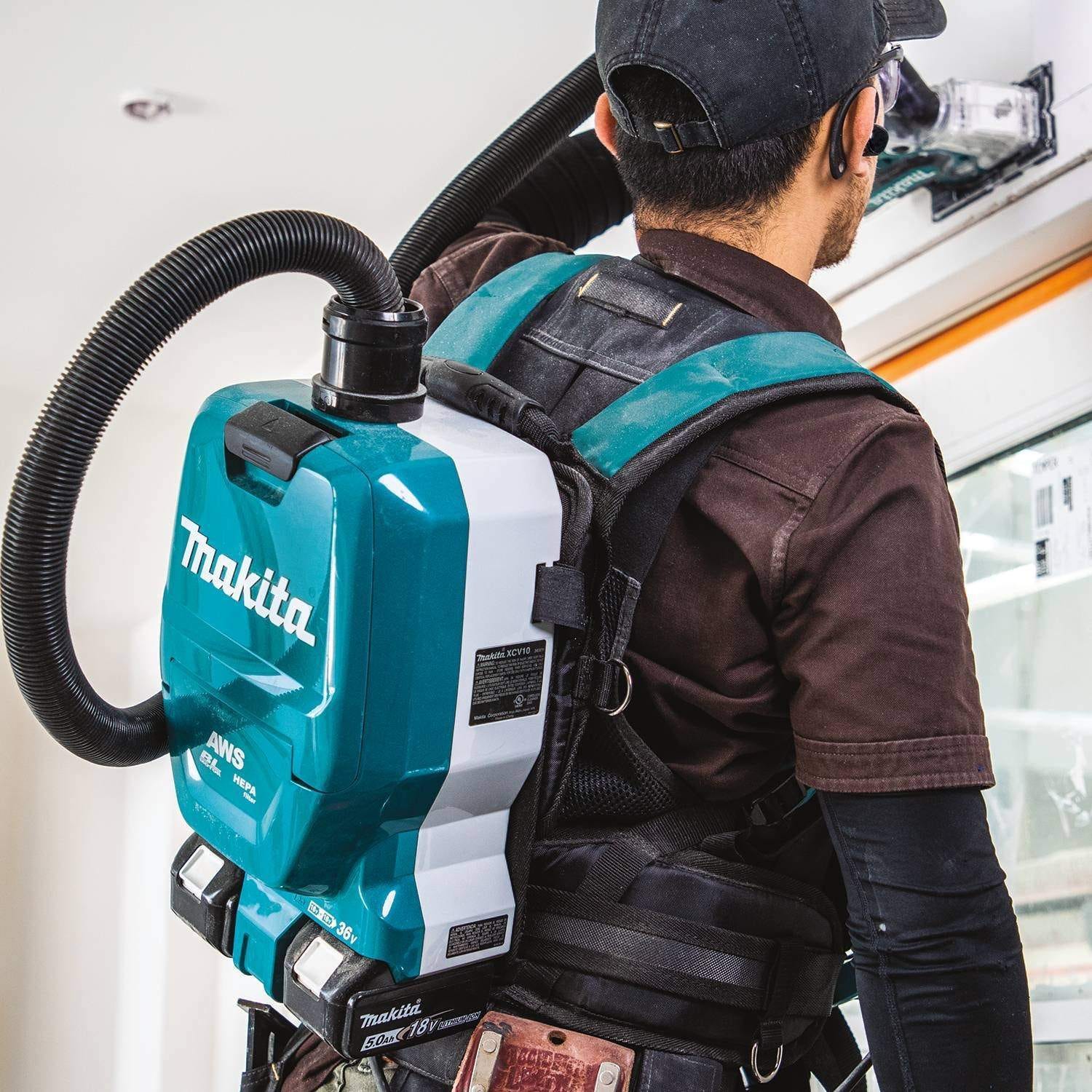 Makita XCV10PTX 36V (18V X2) LXT Brushless 1/2 Gallon HEPA Filter Backpack Dry Dust Extractor Kit, AWS Capable (5.0Ah)