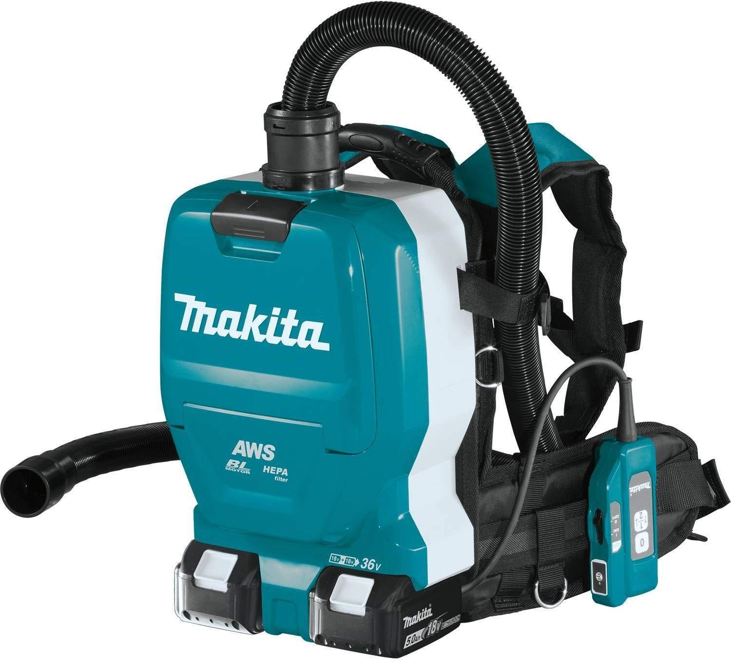 Makita XCV10PTX 36V (18V X2) LXT Brushless 1/2 Gallon HEPA Filter Backpack Dry Dust Extractor Kit, AWS Capable (5.0Ah)
