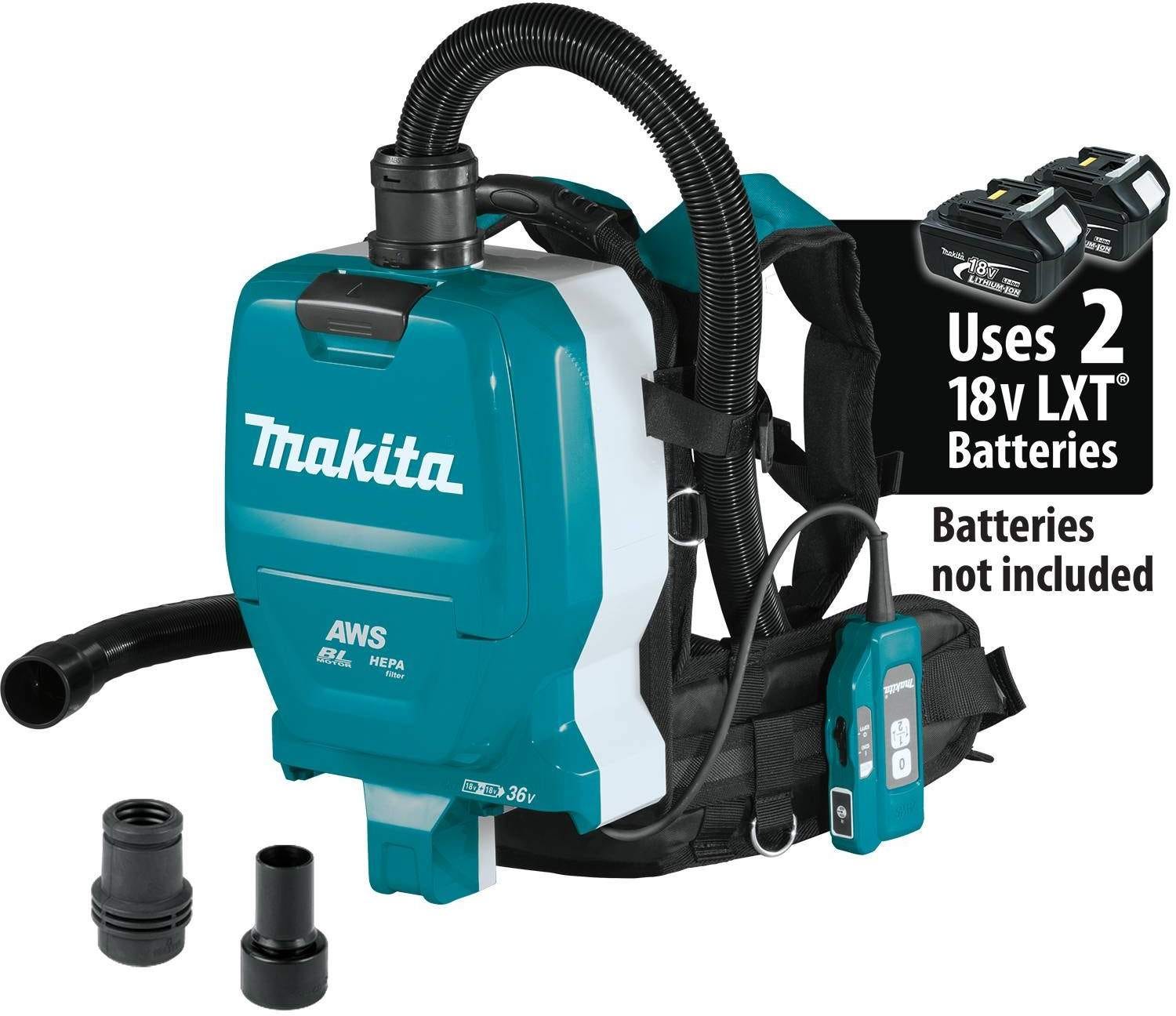 Makita XCV10ZX 36V (18V X2) LXT Brushless 1/2 Gallon HEPA Filter Backpack Dry Dust Extractor, AWS Capable, Tool Only