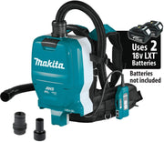 Makita XCV10ZX 36V (18V X2) LXT Brushless 1/2 Gallon HEPA Filter Backpack Dry Dust Extractor, AWS Capable, Tool Only