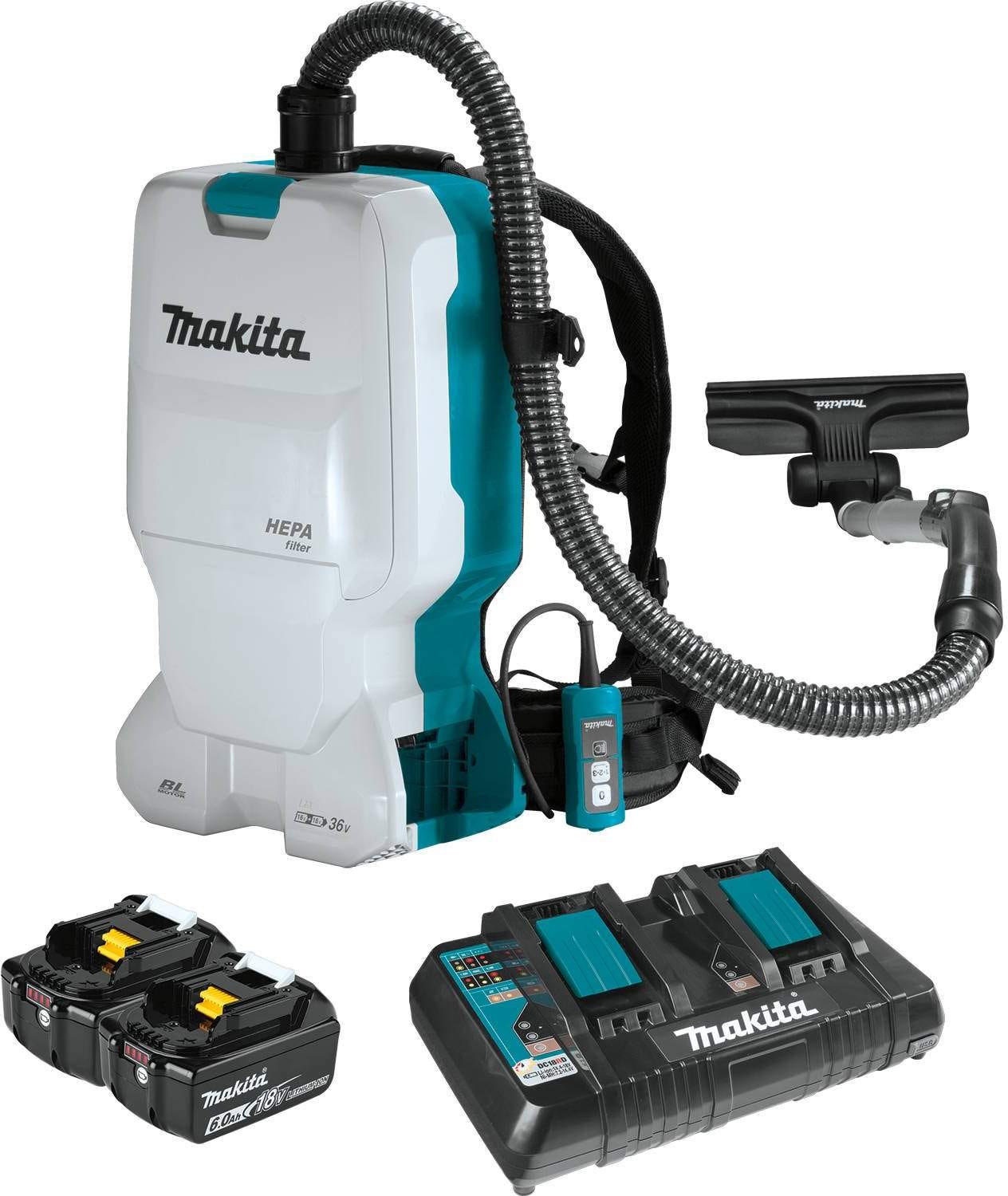 Makita XCV17PG 36V (18V X2) LXT Lithium-Ion Brushless Cordless 6 Quart HEPA Filter Backpack Dry Vacuum (6.0Ah)