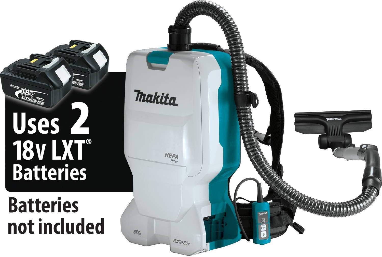 Makita XCV17Z 36V (18V X2) LXT Brushless 1.6 Gallon HEPA Filter Backpack Dry Vacuum, Tool Only
