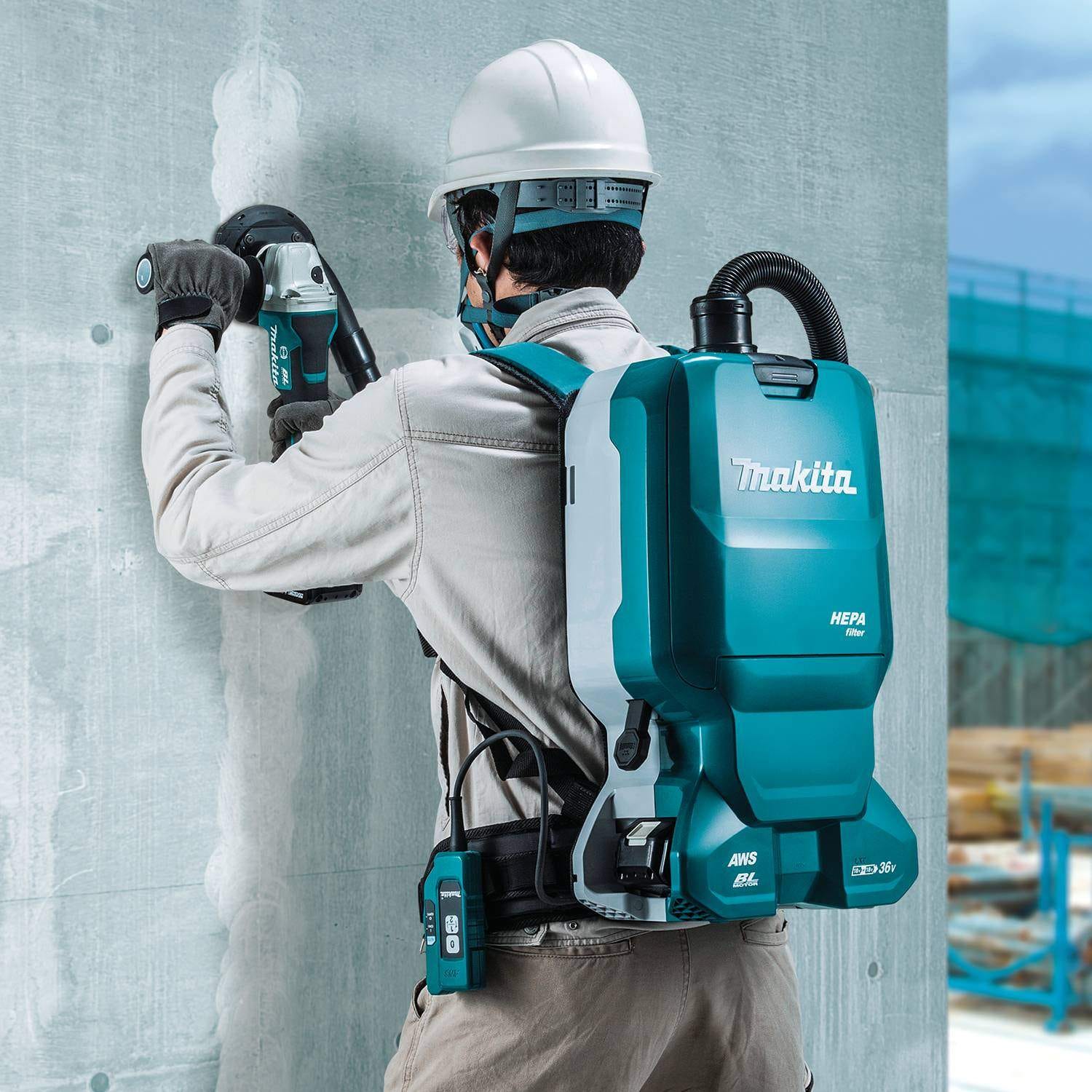 Makita XCV18PTX 36V (18V X2) LXT Brushless 1.6 Gallon HEPA Filter Backpack Dry Dust Extractor Kit, AWS Capable (5.0 Ah)