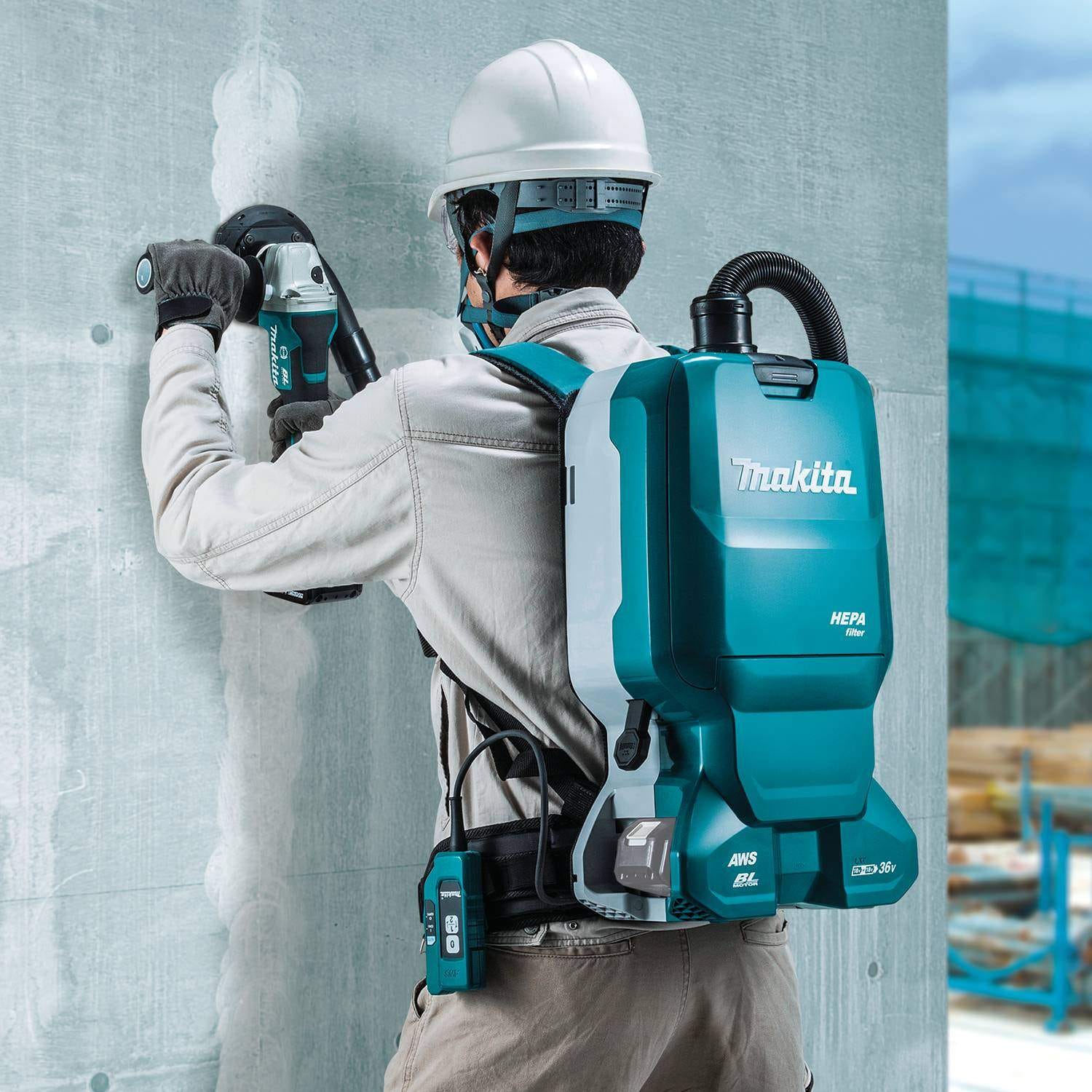 Makita XCV18ZX 36V (18V X2) LXT Brushless 1.6 Gallon HEPA Filter Backpack Dry Dust Extractor, AWS Capable, Tool Only
