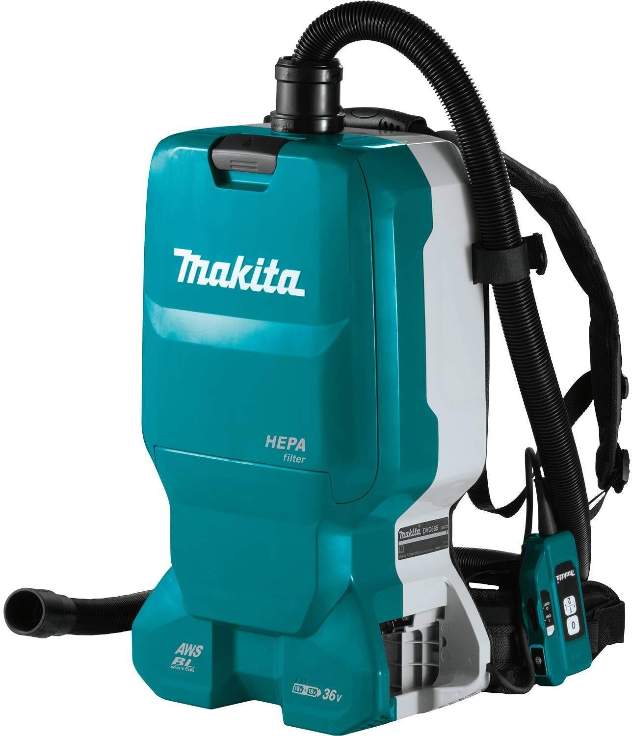 Makita XCV18ZX 36V (18V X2) LXT Brushless 1.6 Gallon HEPA Filter Backpack Dry Dust Extractor, AWS Capable, Tool Only