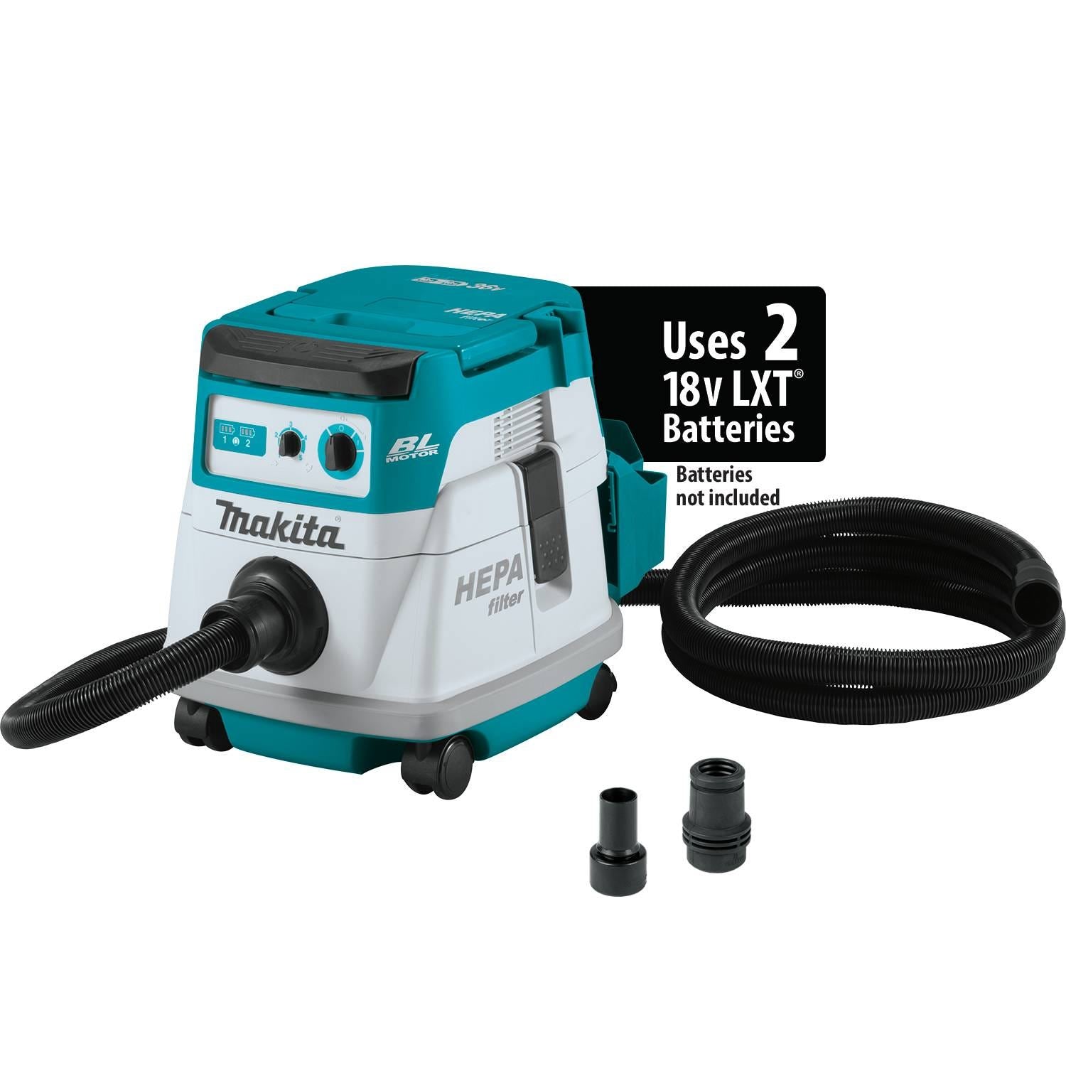 Makita XCV21ZX 36V (18V X2) LXT Brushless 2.1 Gallon HEPA Filter Dry Dust Extractor, Tool Only