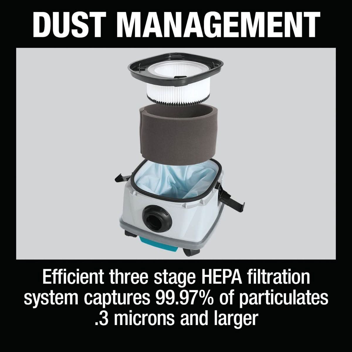Makita XCV22PTU 36V (18V X2) LXT Brushless 2.1 Gallon HEPA Filter Dry Dust Extractor/Vacuum Kit, AWS (5.0Ah)