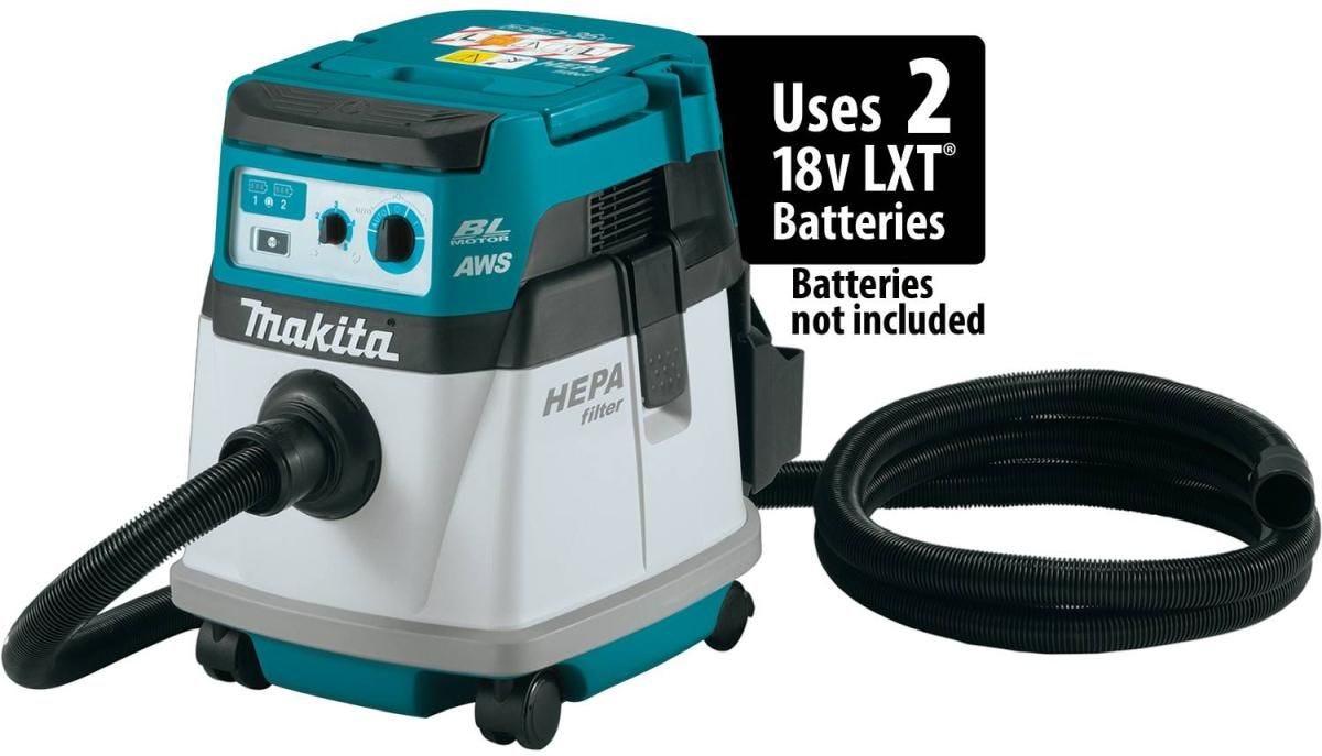 Makita XCV25ZUX 36V (18V X2) LXT Brushless 4 Gallon HEPA Filter Dry Dust Extractor/Vacuum, AWS, Tool Only