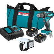 Makita XFD131X2 18V LXT Lithium-Ion Brushless Cordless 1/2" Driver-Drill Kit with L.E.D Flashlight and 2 Batteries (3.0Ah)