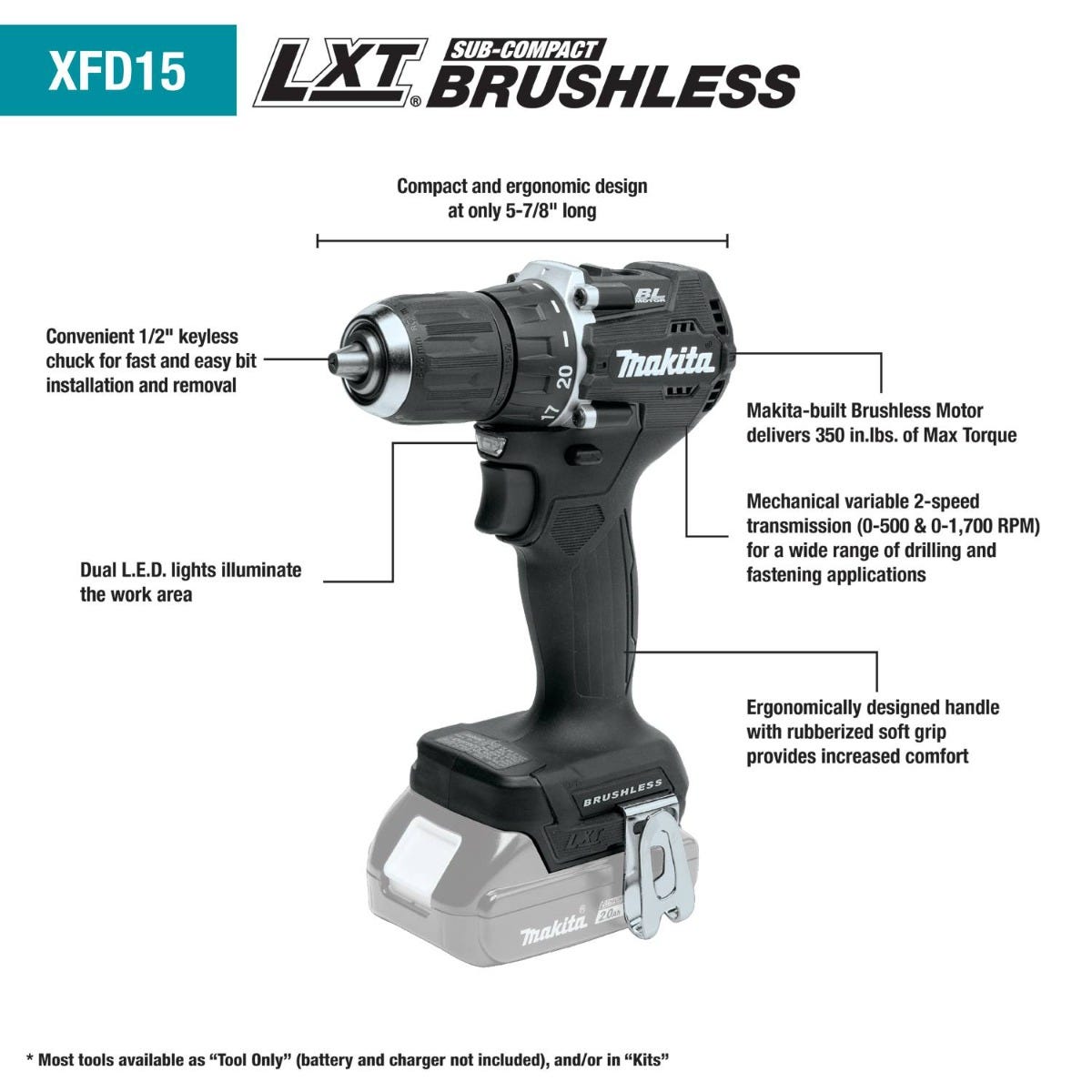 Makita CX203SYBXRM 18V LXT Lithium-Ion Sub-Compact Brushless Cordless 2-Pc. Combo Kit with Job Site Speaker (1.5Ah)