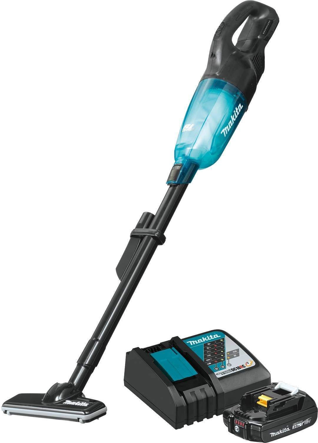 Makita XLC03R1BX4 18V LXT Lithium-ion Brushless Cordless Compact Stick Vacuum Kit, Trigger w/ Lock (2.0Ah)