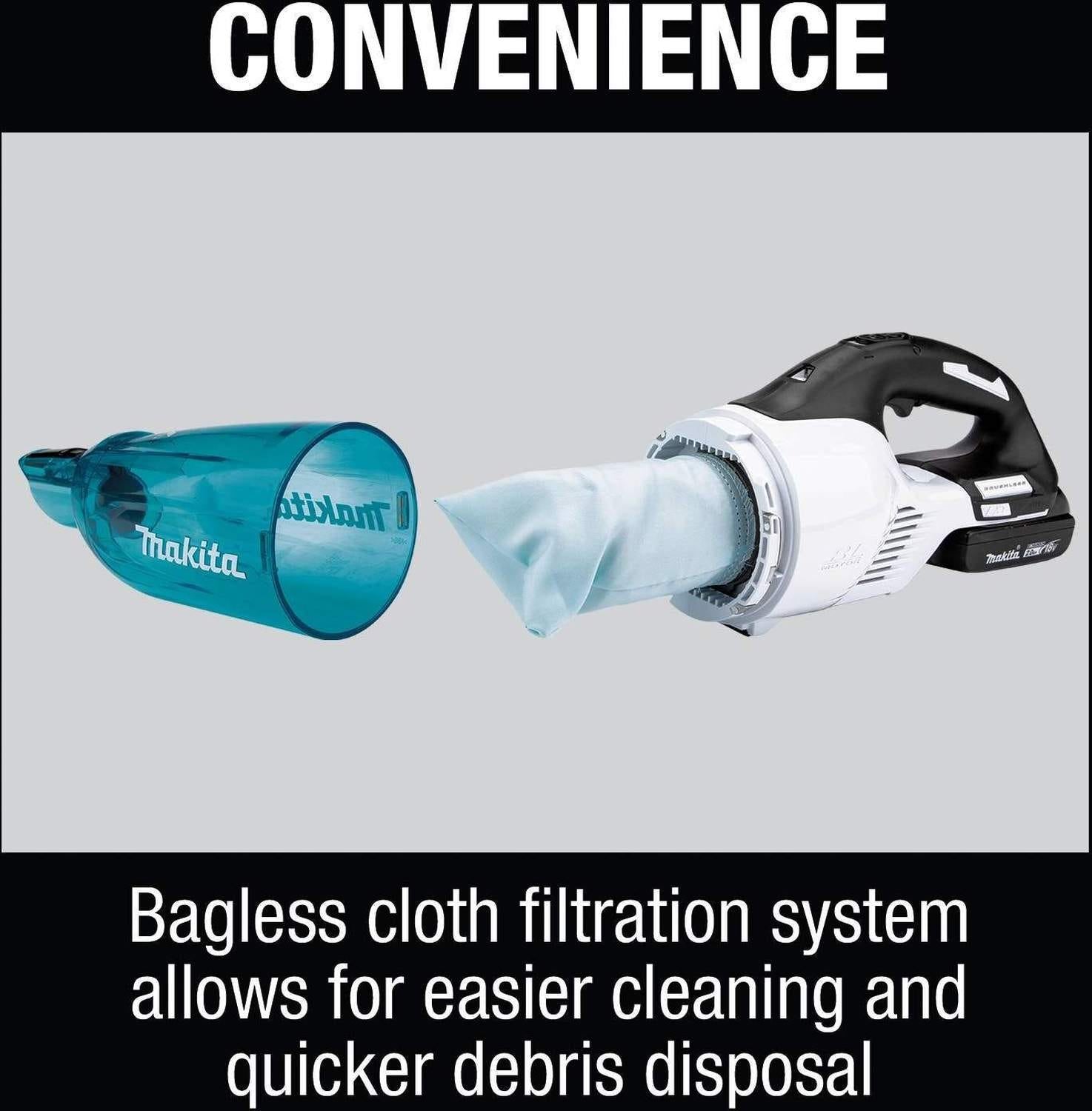 Makita XLC03R1WX4 18V LXT Lithium-ion Brushless Cordless Compact Stick Vacuum Kit, Trigger w/ Lock (2.0Ah)