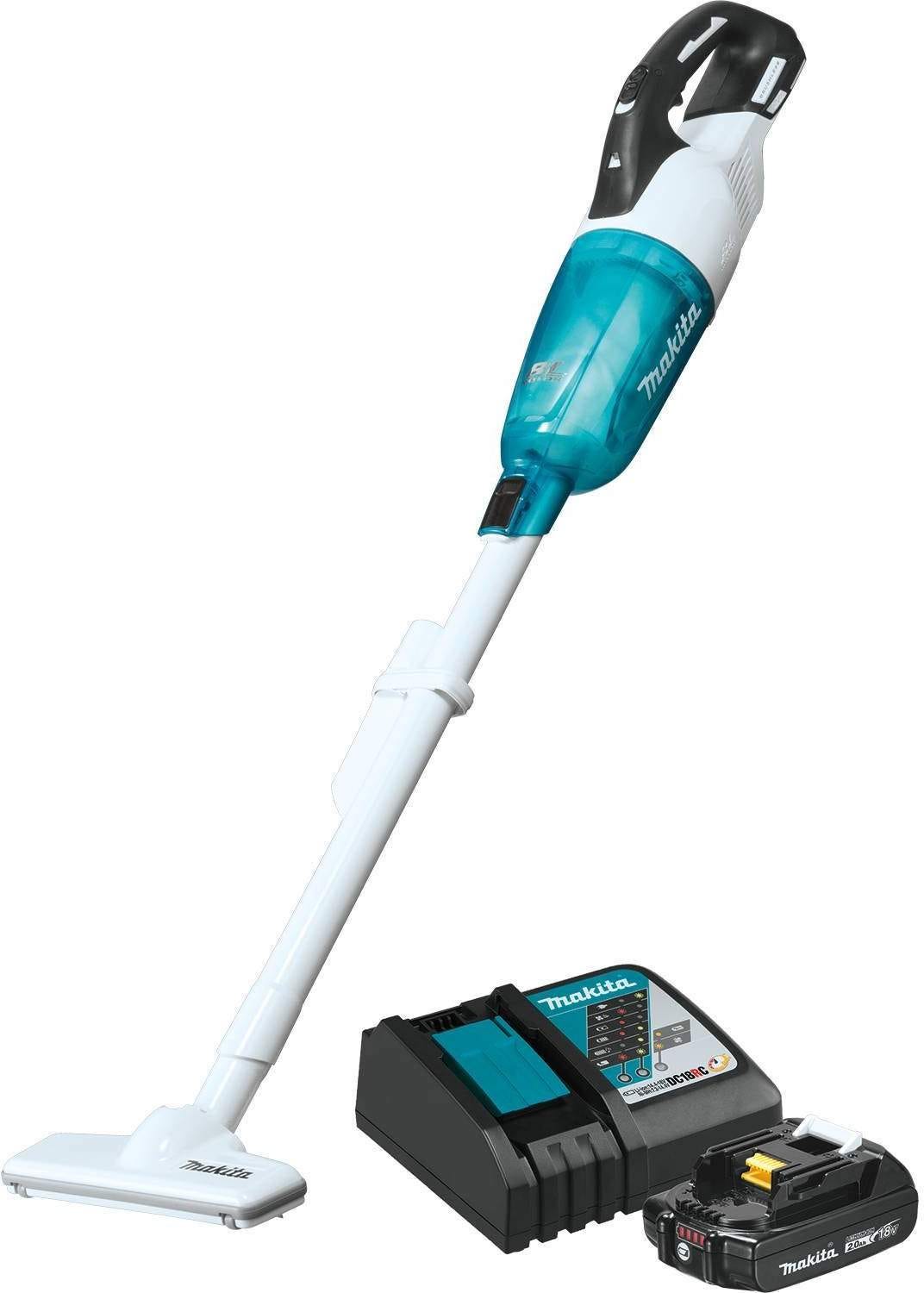 Makita XLC03R1WX4 18V LXT Lithium-ion Brushless Cordless Compact Stick Vacuum Kit, Trigger w/ Lock (2.0Ah)