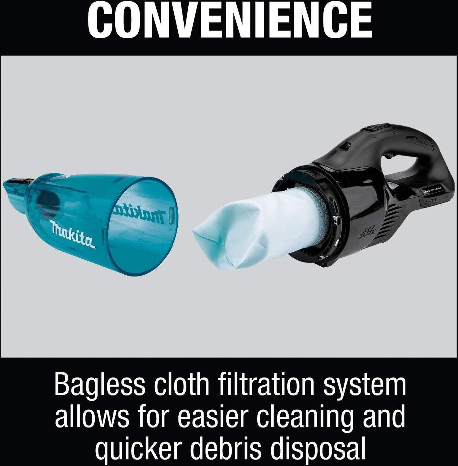 Makita XLC03ZBX4 18V LXT Lithium-Ion Brushless Compact Cordless Vacuum, Trigger w/ Lock, Tool Only