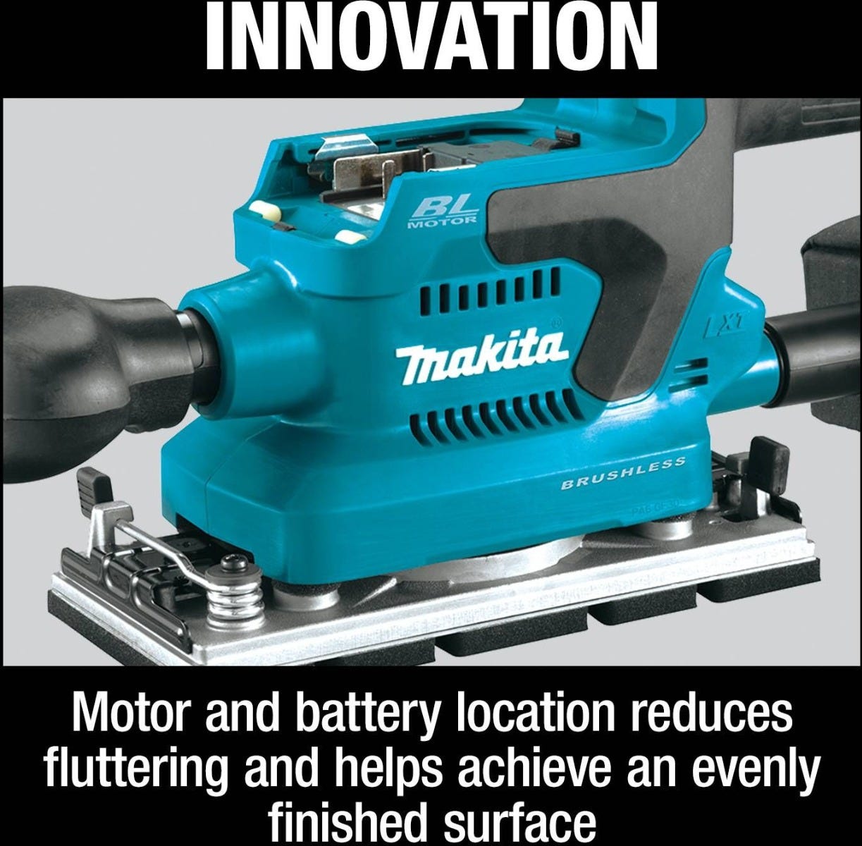 Makita XOB03Z 18V LXT Lithium-Ion Brushless Cordless 1/3 Sheet Finishing Sander, AWS Capable, Tool Only