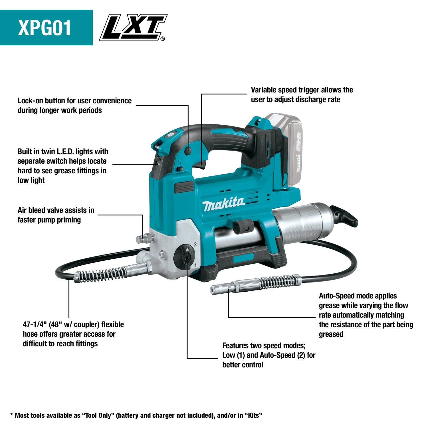 Makita XPG01S1 18V LXT Lithium-Ion Cordless Grease Gun Kit (3.0Ah)