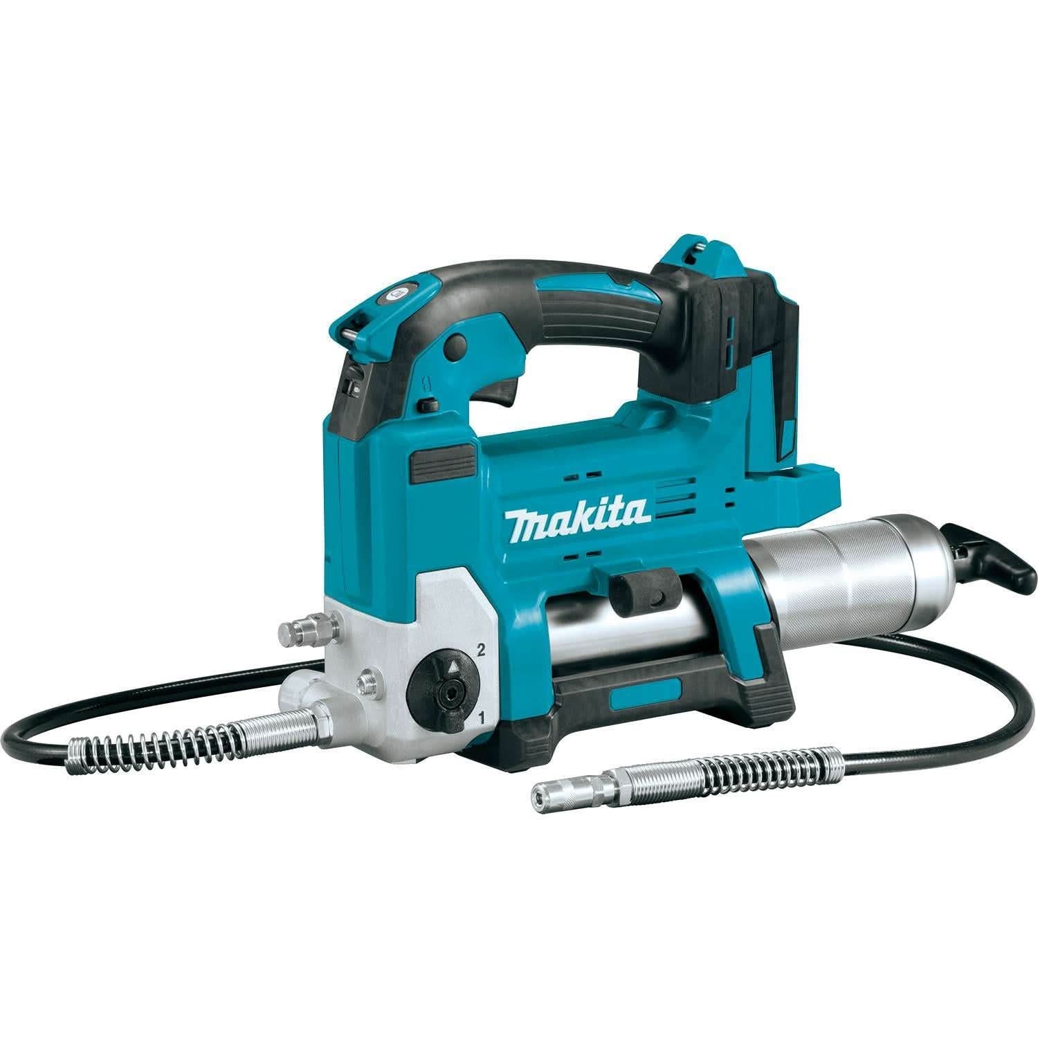 Makita 40V max XGT Brushless 4-Speed Mid-Torque 1/2" Sq. Drive Impact Wrench Kit w/ Friction Ring Anvil (2.5Ah) with 18V LXT Lithium-Ion Grease Gun Kit (3.0Ah)