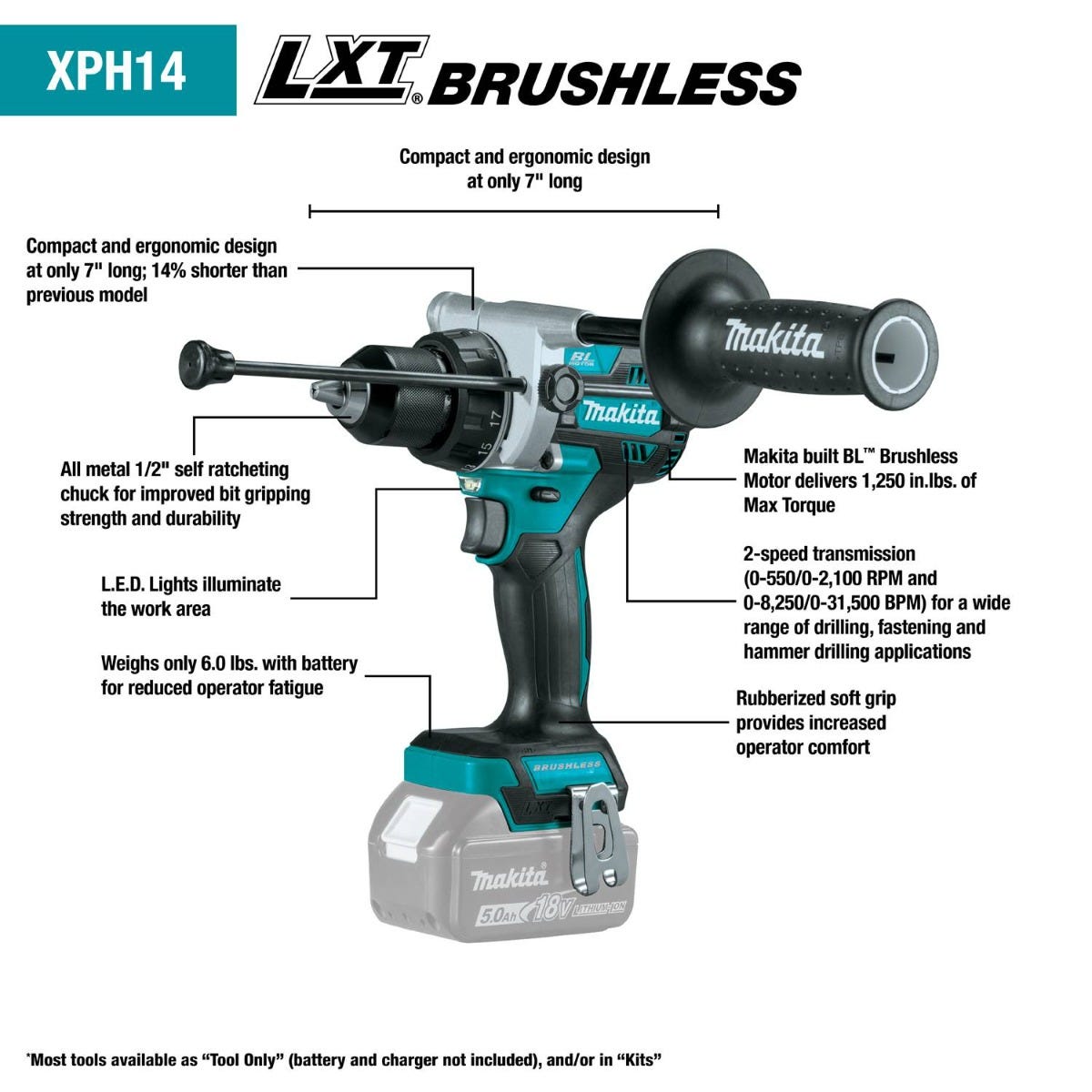 Makita XT297T 18V LXT Lithium-Ion Brushless Cordless 2-Pc. Combo Kit (5.0Ah)