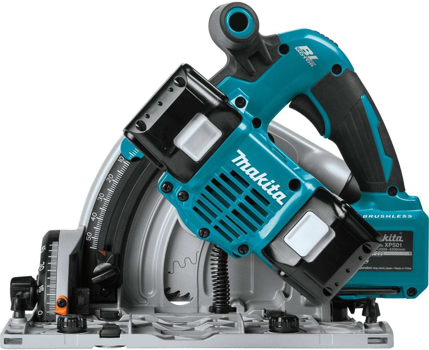 Makita XPS01PTJ Cordless Brushless 36V LXT 6-1/2-Inch 5.0Ah Track Saw with 55-Inch Guide Rail/Connector Kit
